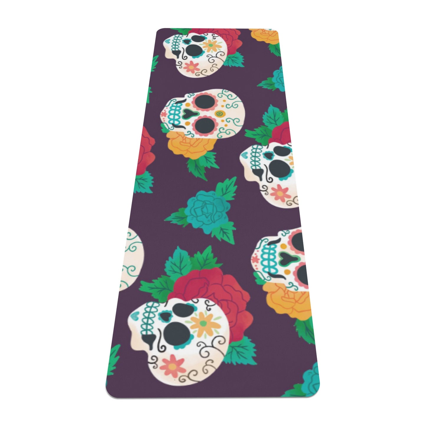 Floral sugar skull day of the dead Rubber Yoga Mat