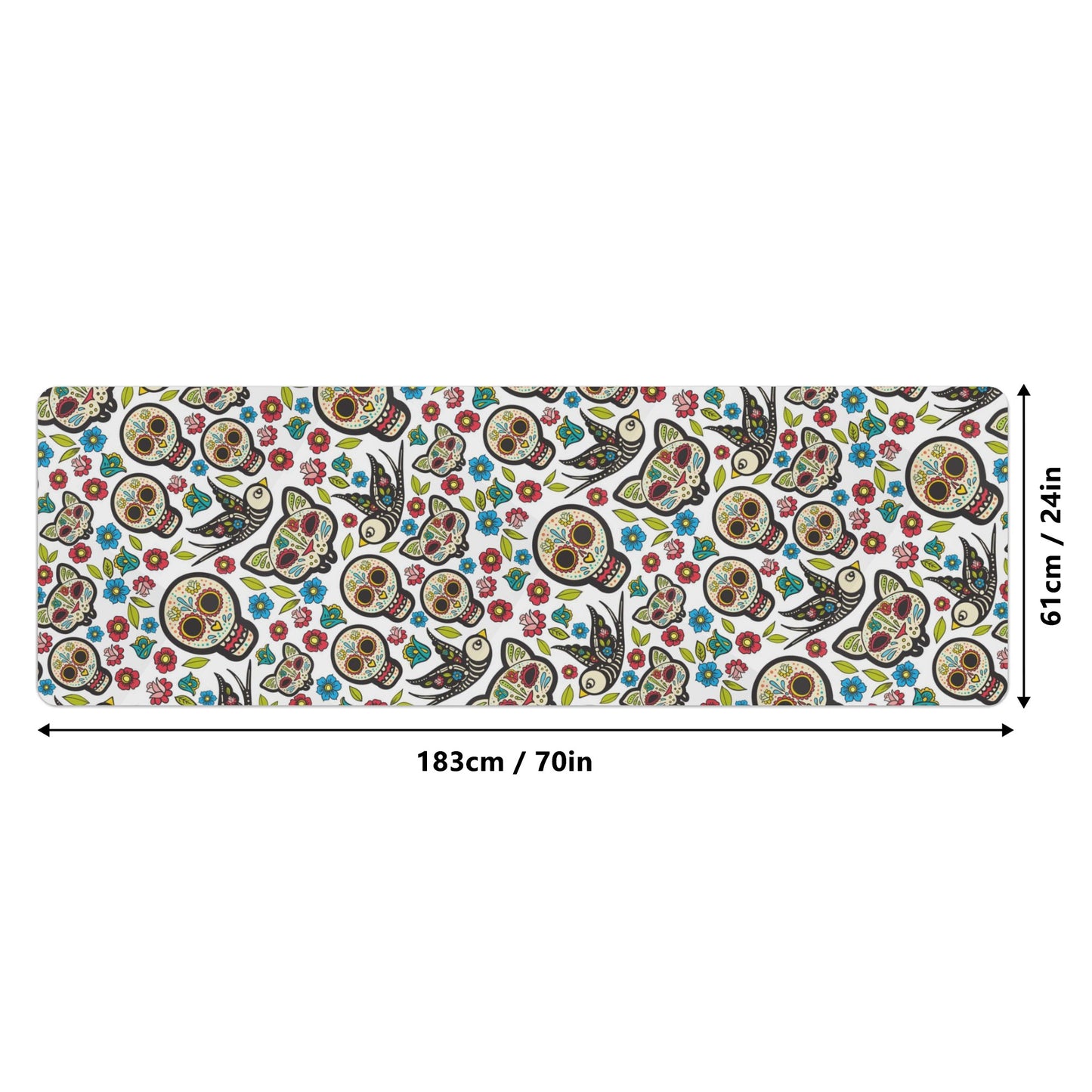 Dia de los muertos gothic sugar skull Rubber Yoga Mat