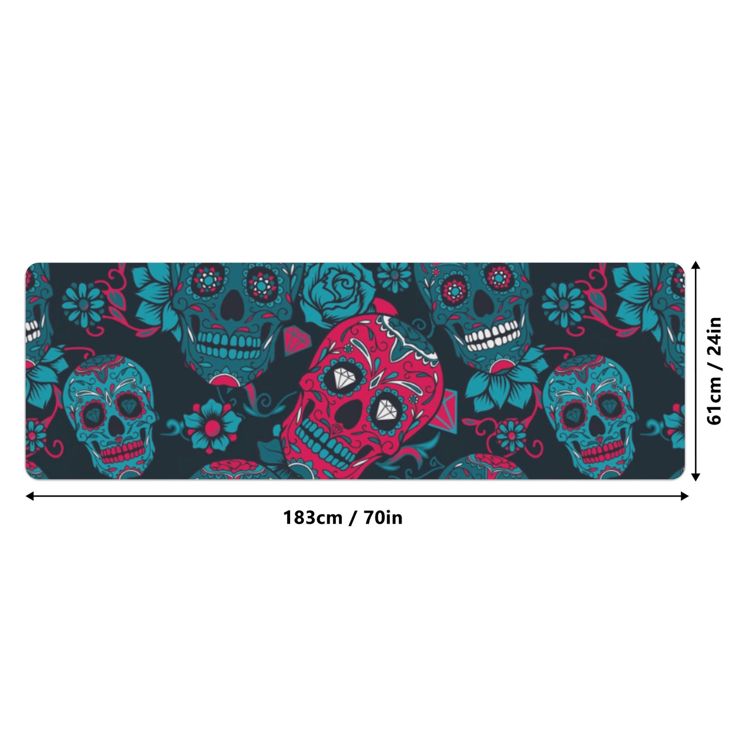 Sugar skull Dia de los muertos Calaveras skull Rubber Yoga Mat