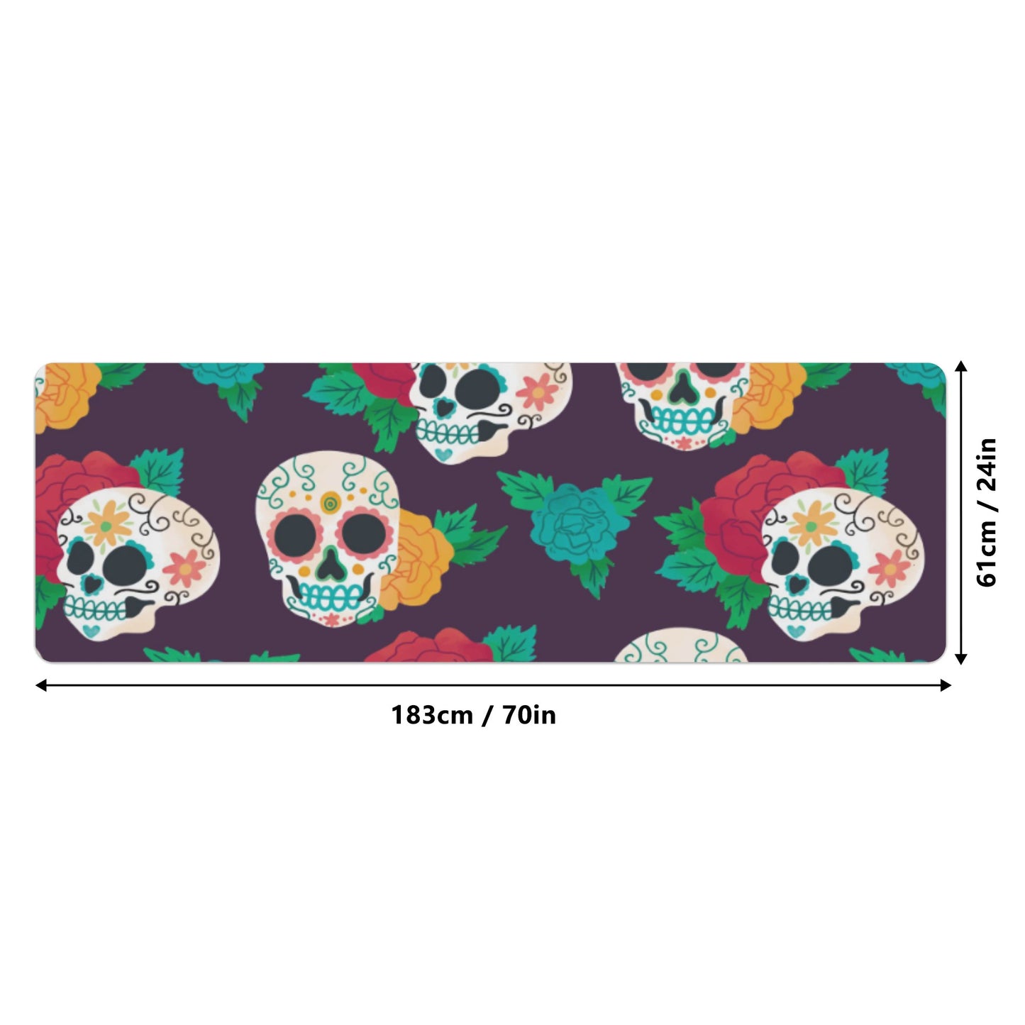 Floral sugar skull day of the dead Rubber Yoga Mat