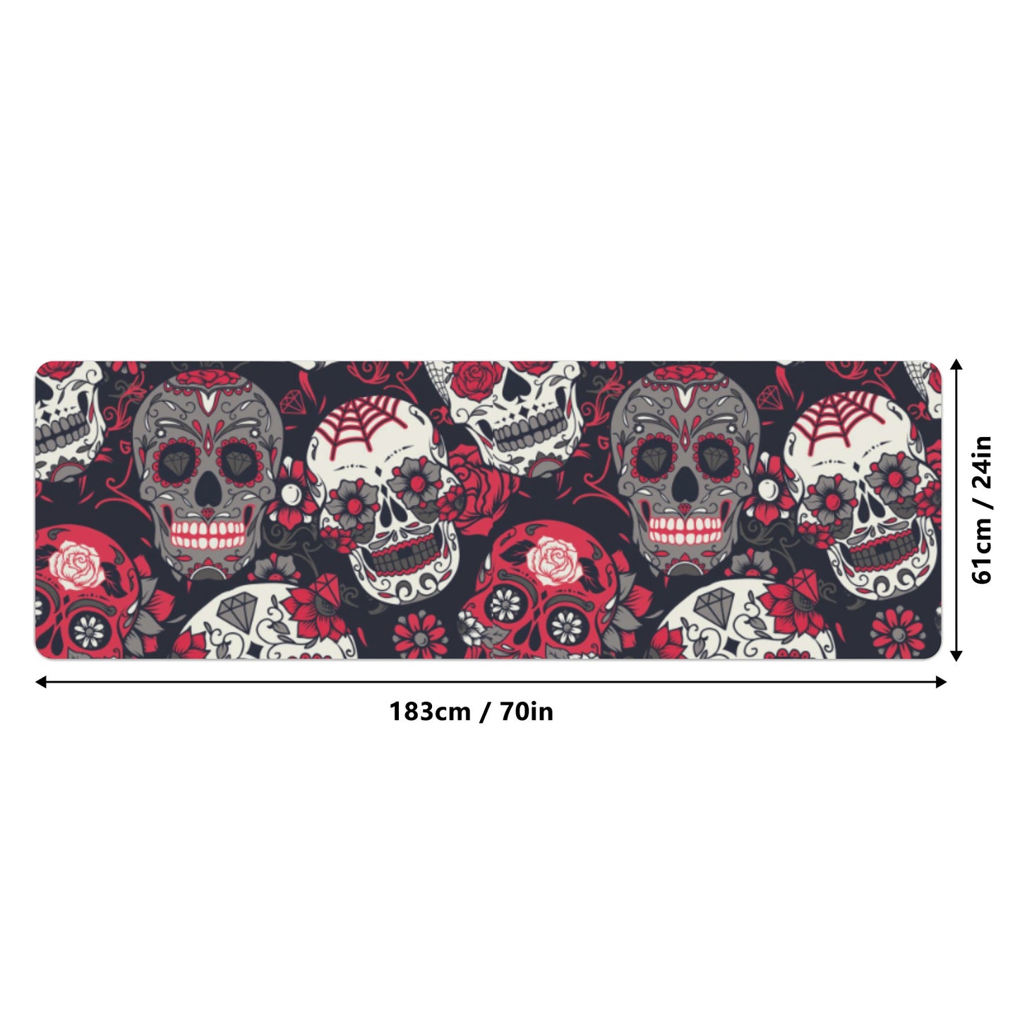 Dia de los muertos sugar skull Halloween Rubber Yoga Mat