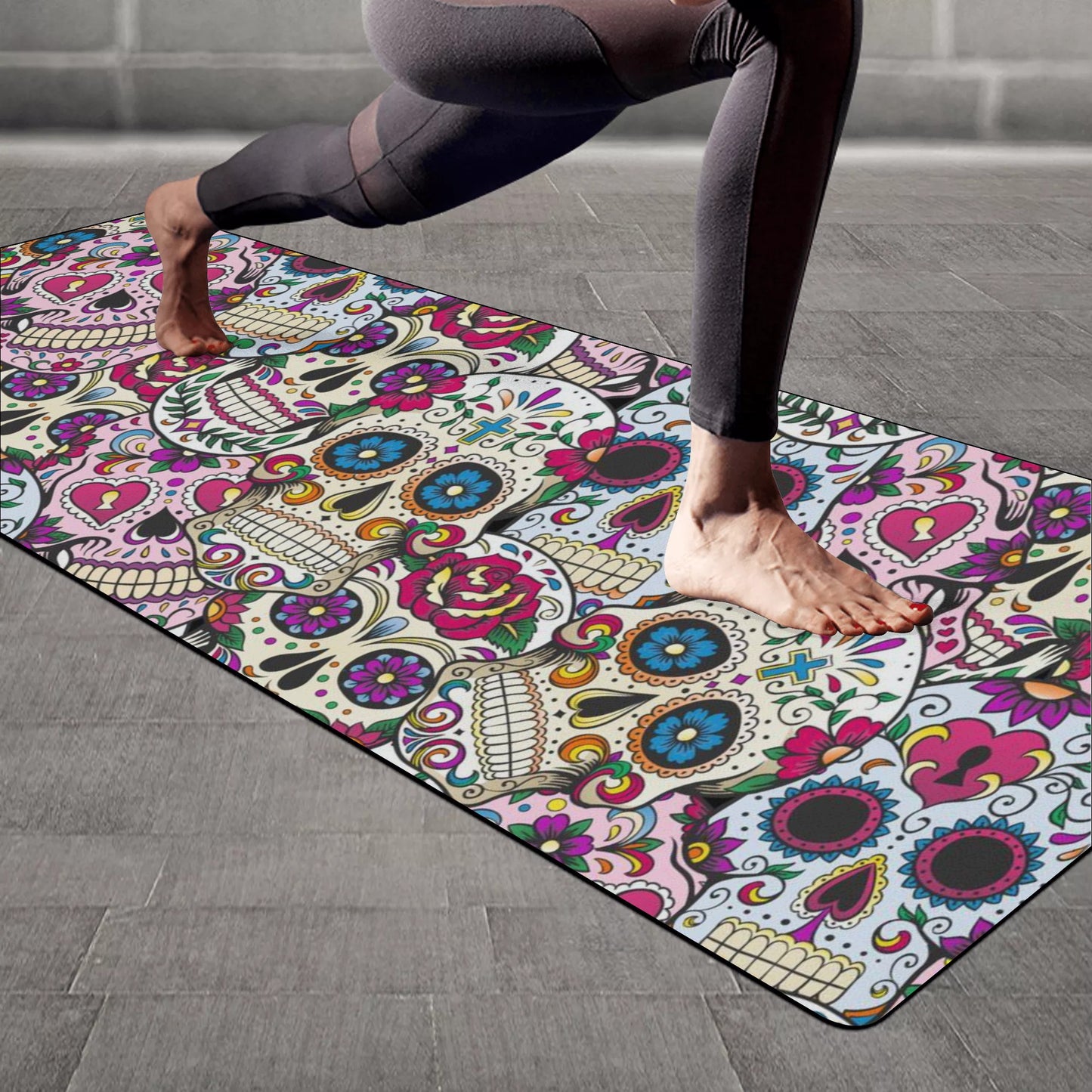 Sugar skull Mexican Calaveras Rubber Yoga Mat