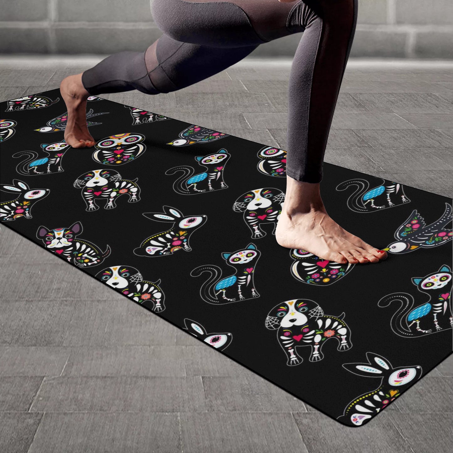 Animal sugar skull Rubber Yoga Mat