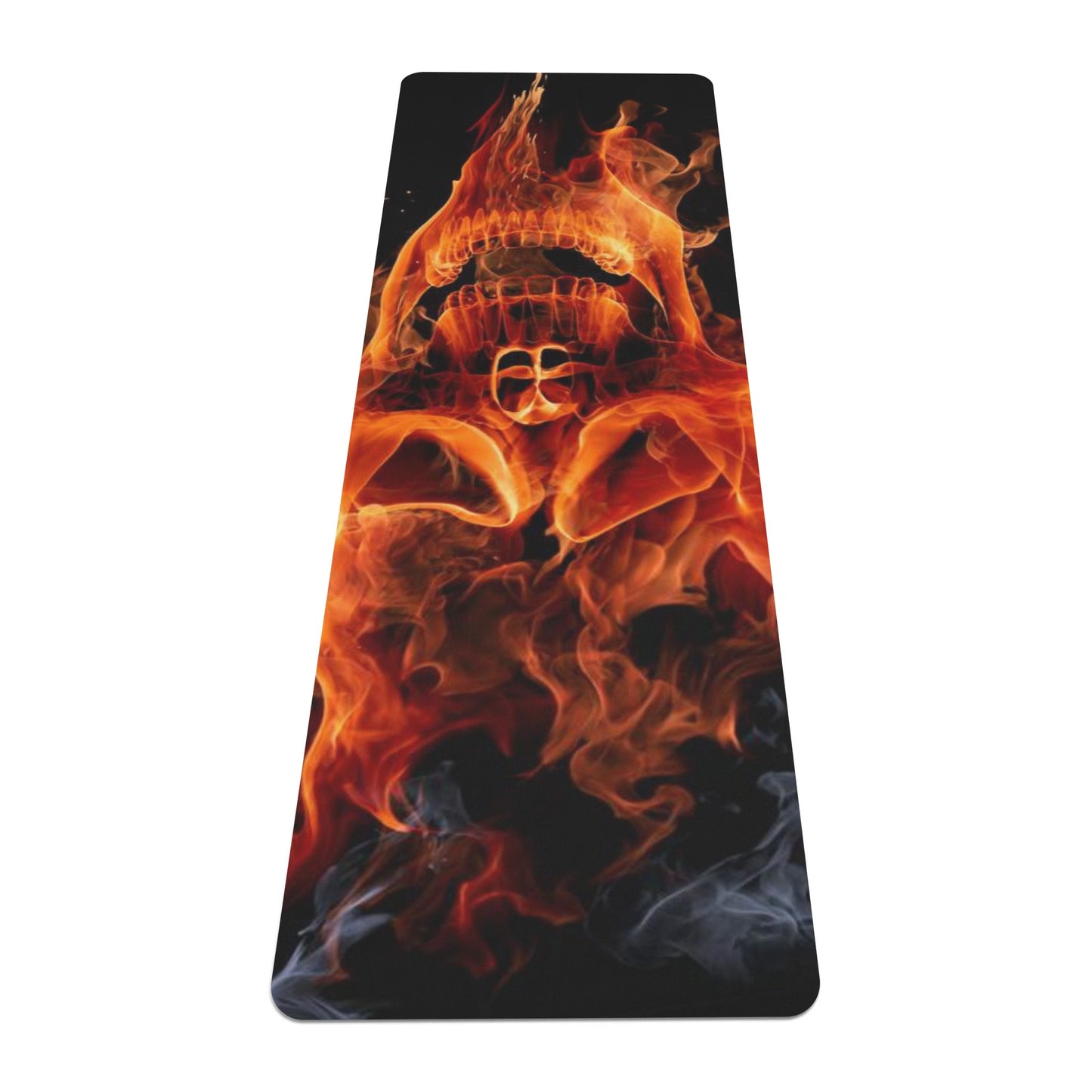 Flaming gothic skull Rubber Yoga Mat