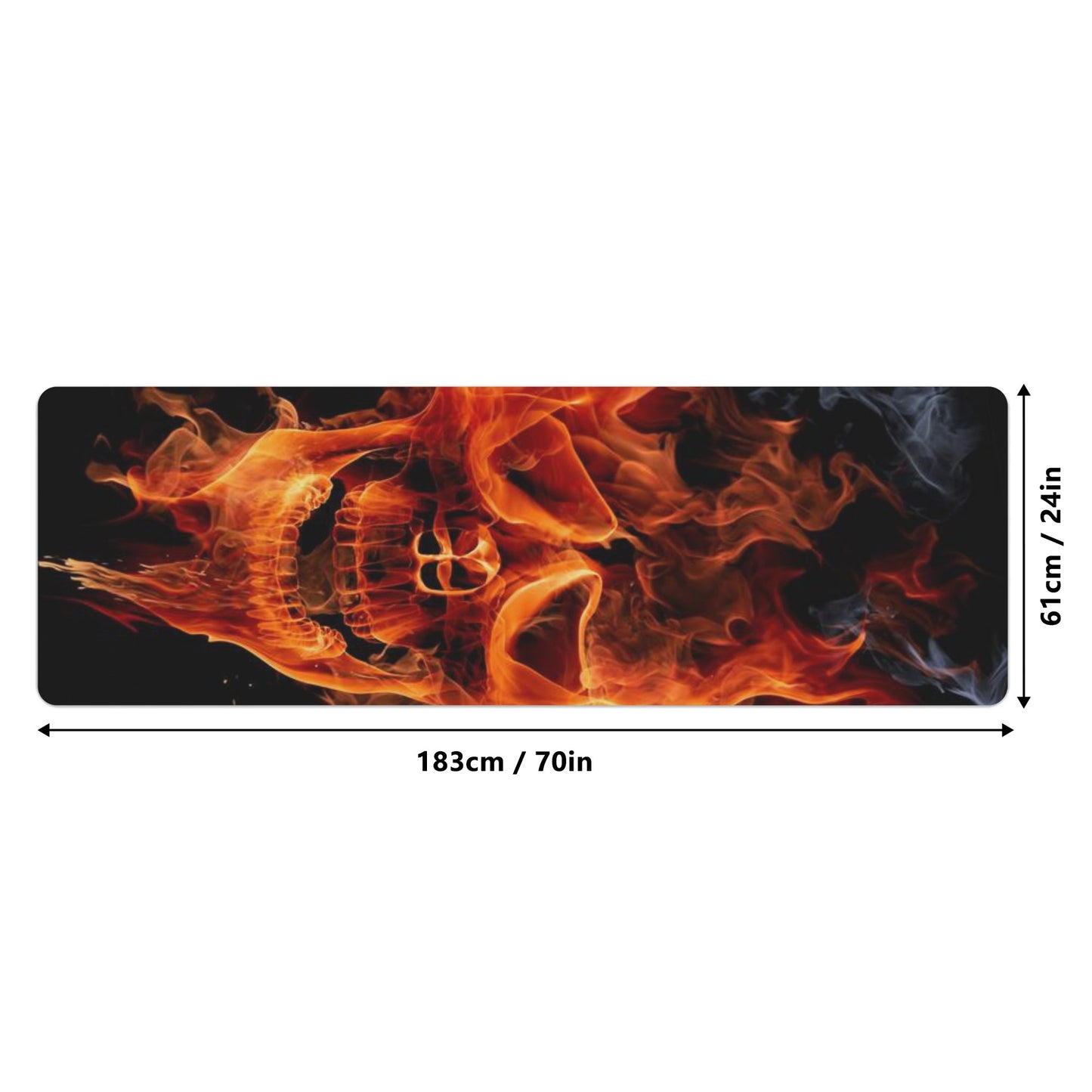 Flaming gothic skull Rubber Yoga Mat