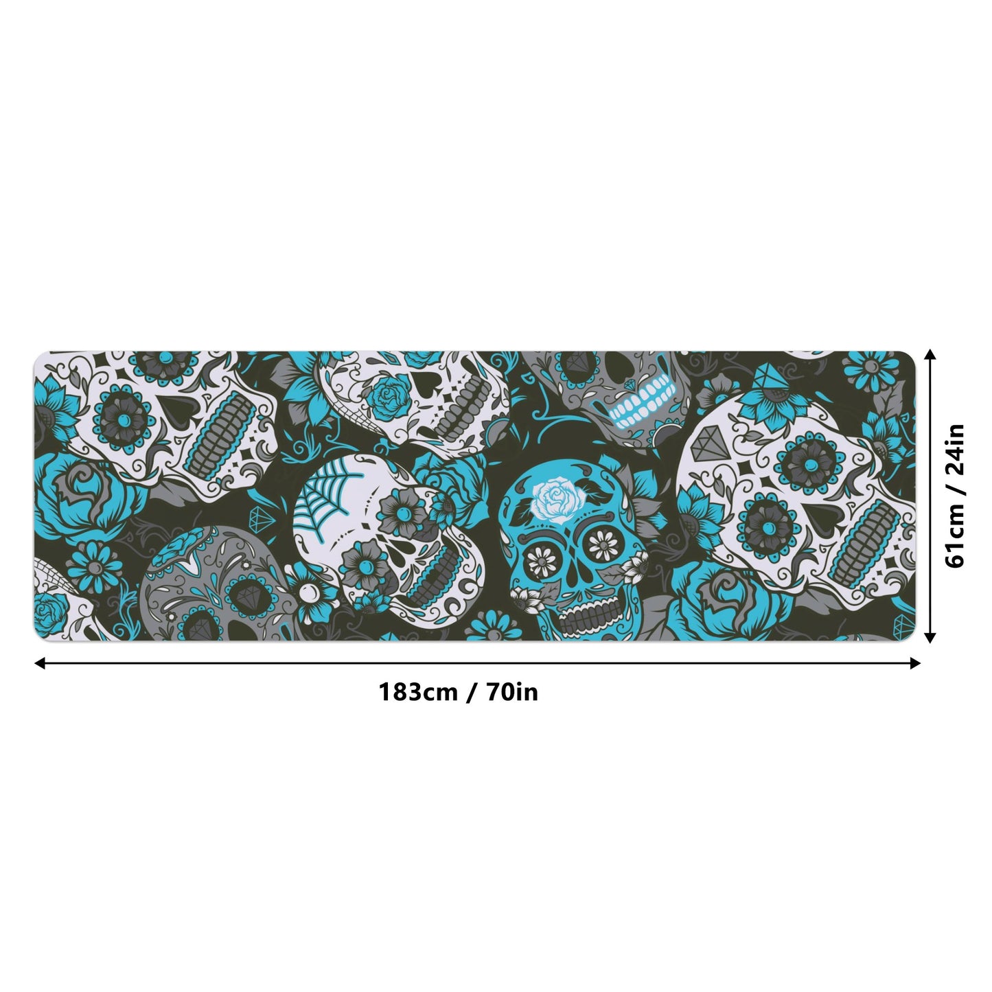 Blue sugar skull day of the dead Rubber Yoga Mat
