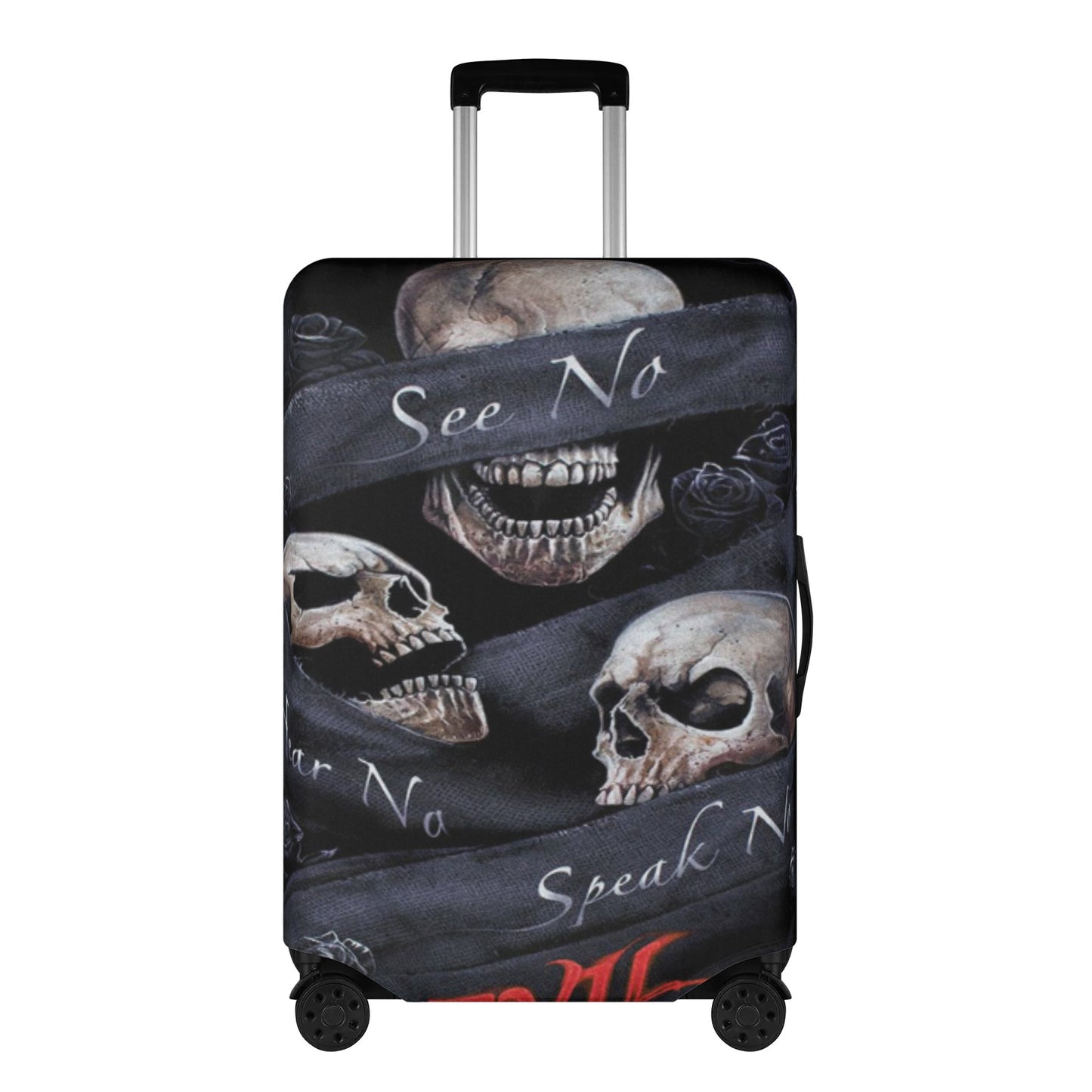 No see no hear no speak evils skull Polyester Luggage Cover