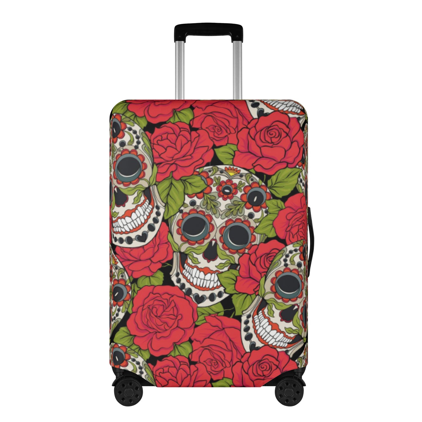 Floral rose sugar skull Polyester Luggage Cover
