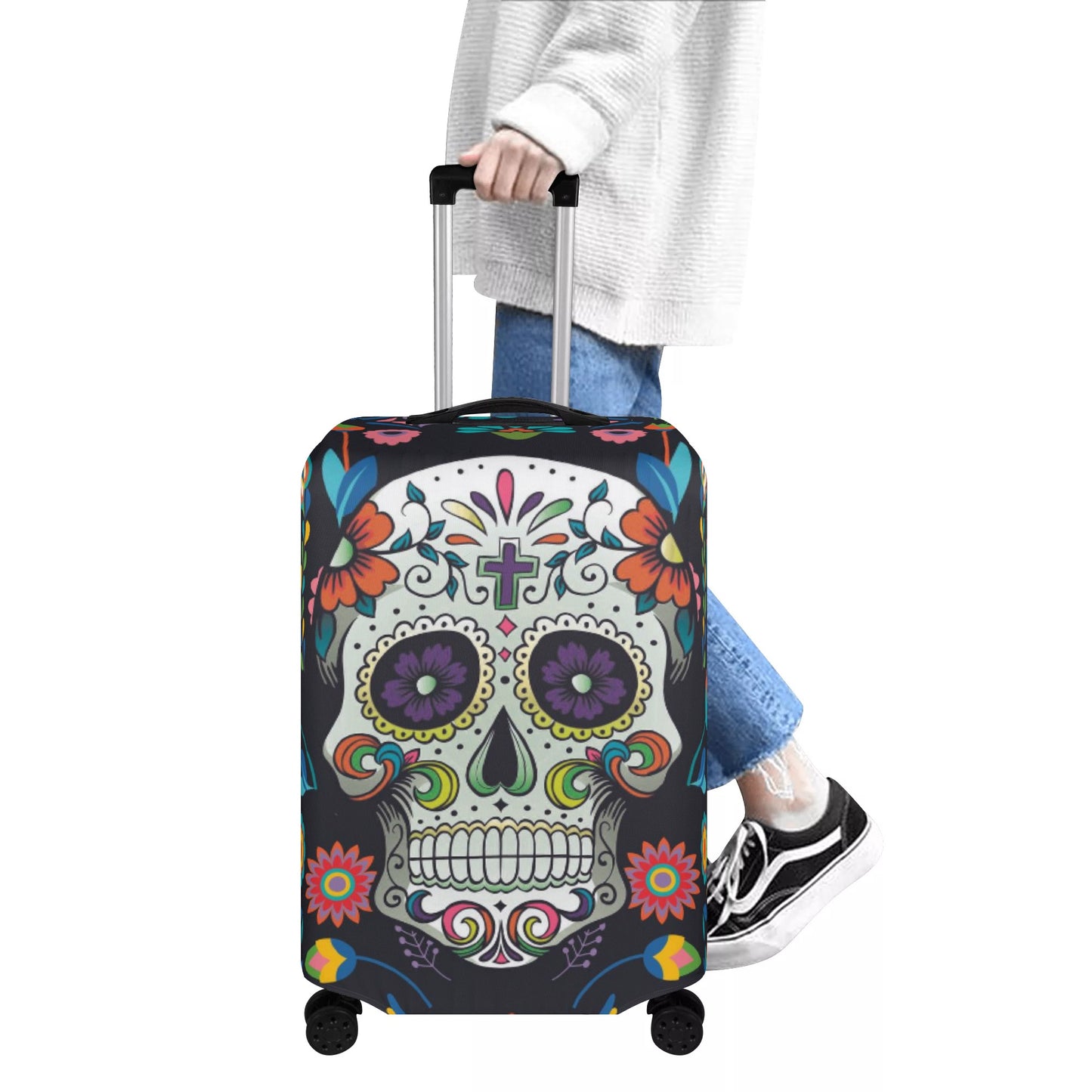 Mexican skull Polyester Luggage Cover