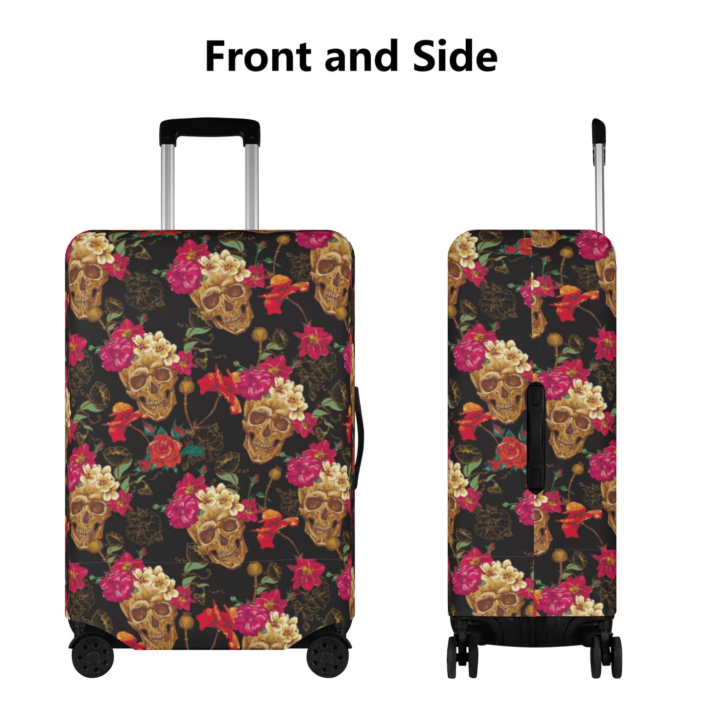 Floral sugar skull Polyester Luggage Cover