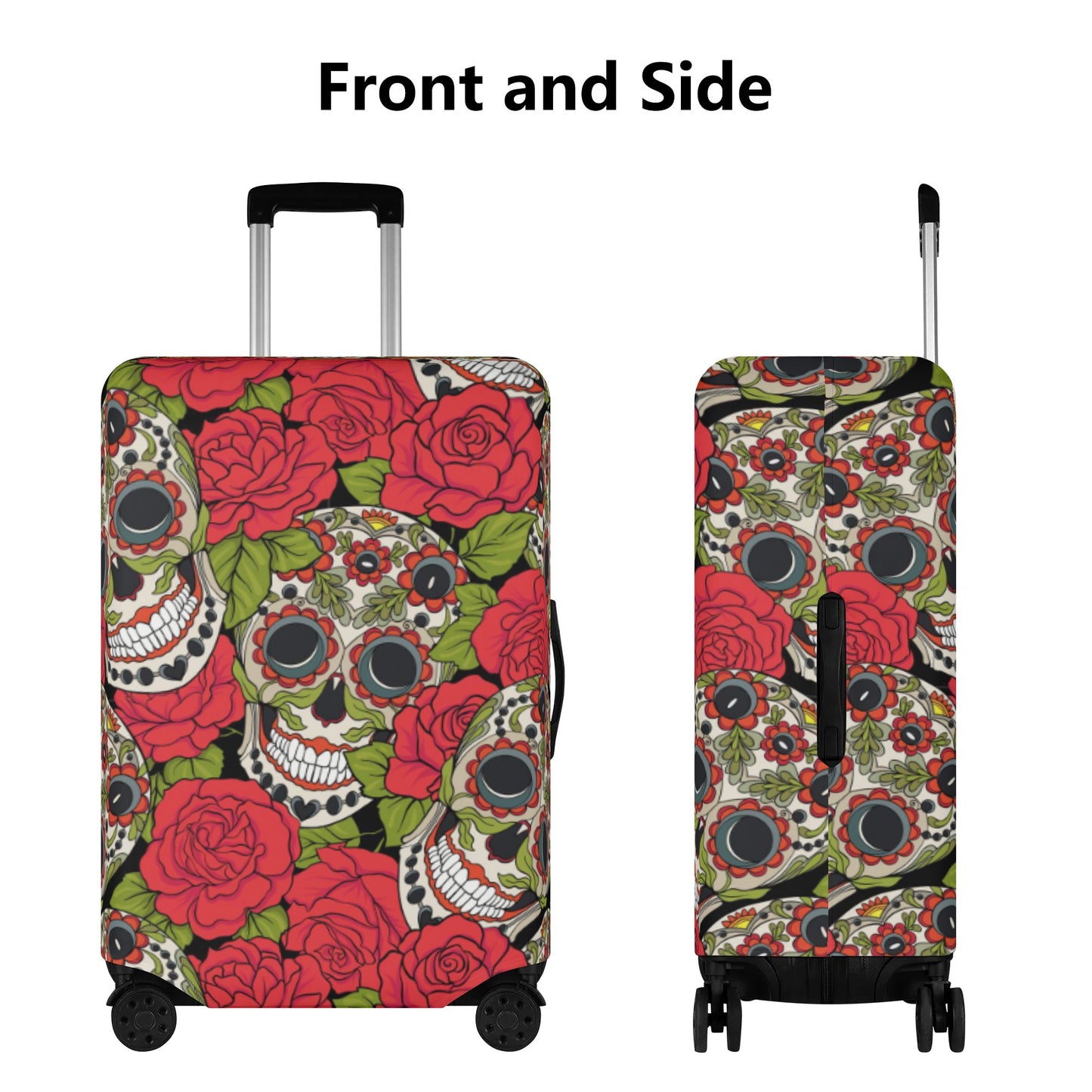 Floral rose sugar skull Polyester Luggage Cover