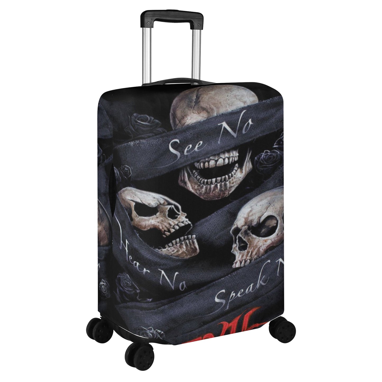 No see no hear no speak evils skull Polyester Luggage Cover
