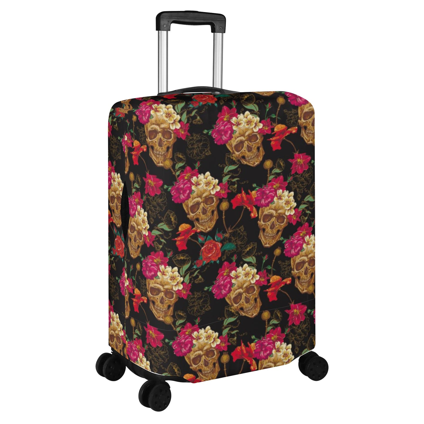 Floral sugar skull Polyester Luggage Cover