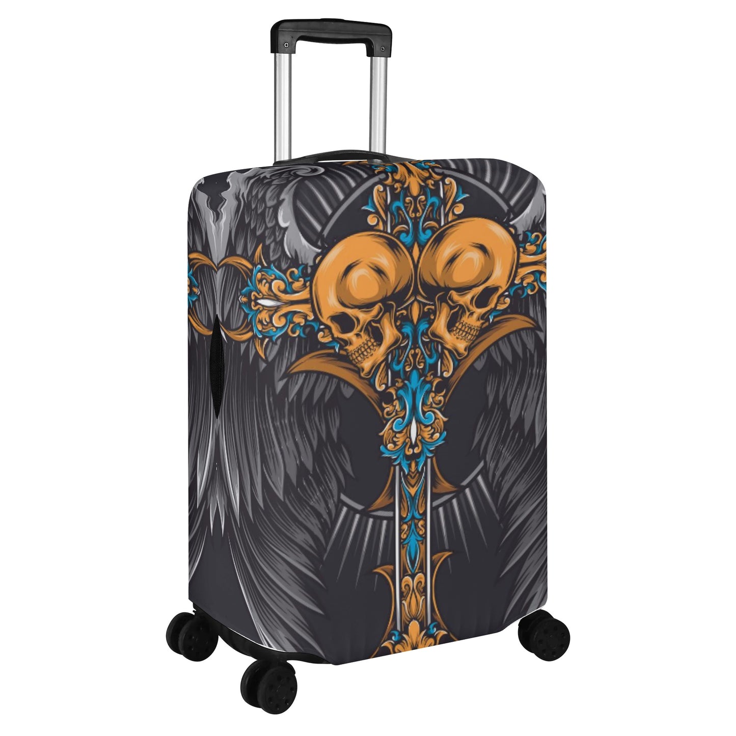 Gothic angel wings skull Polyester Luggage Cover