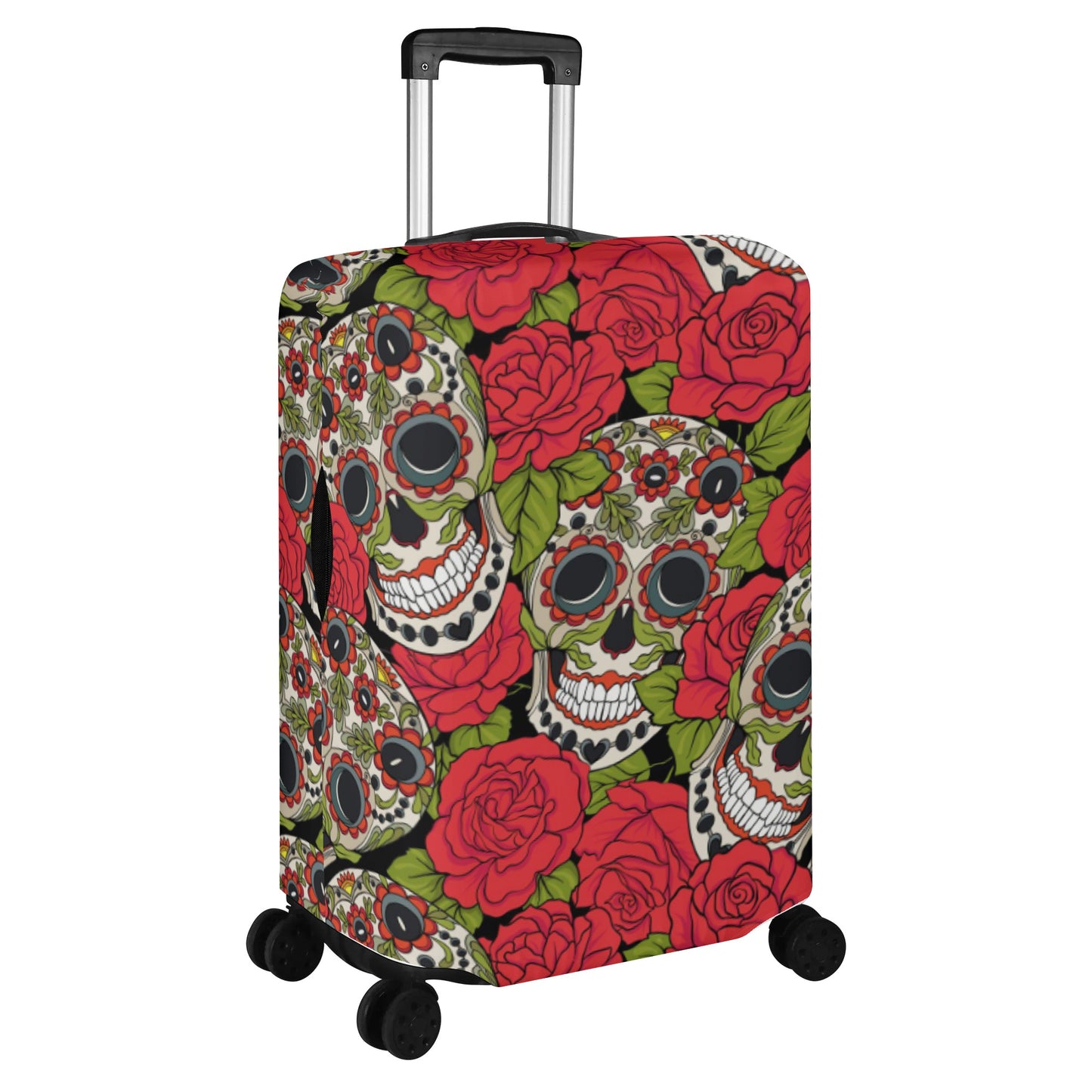 Floral rose sugar skull Polyester Luggage Cover