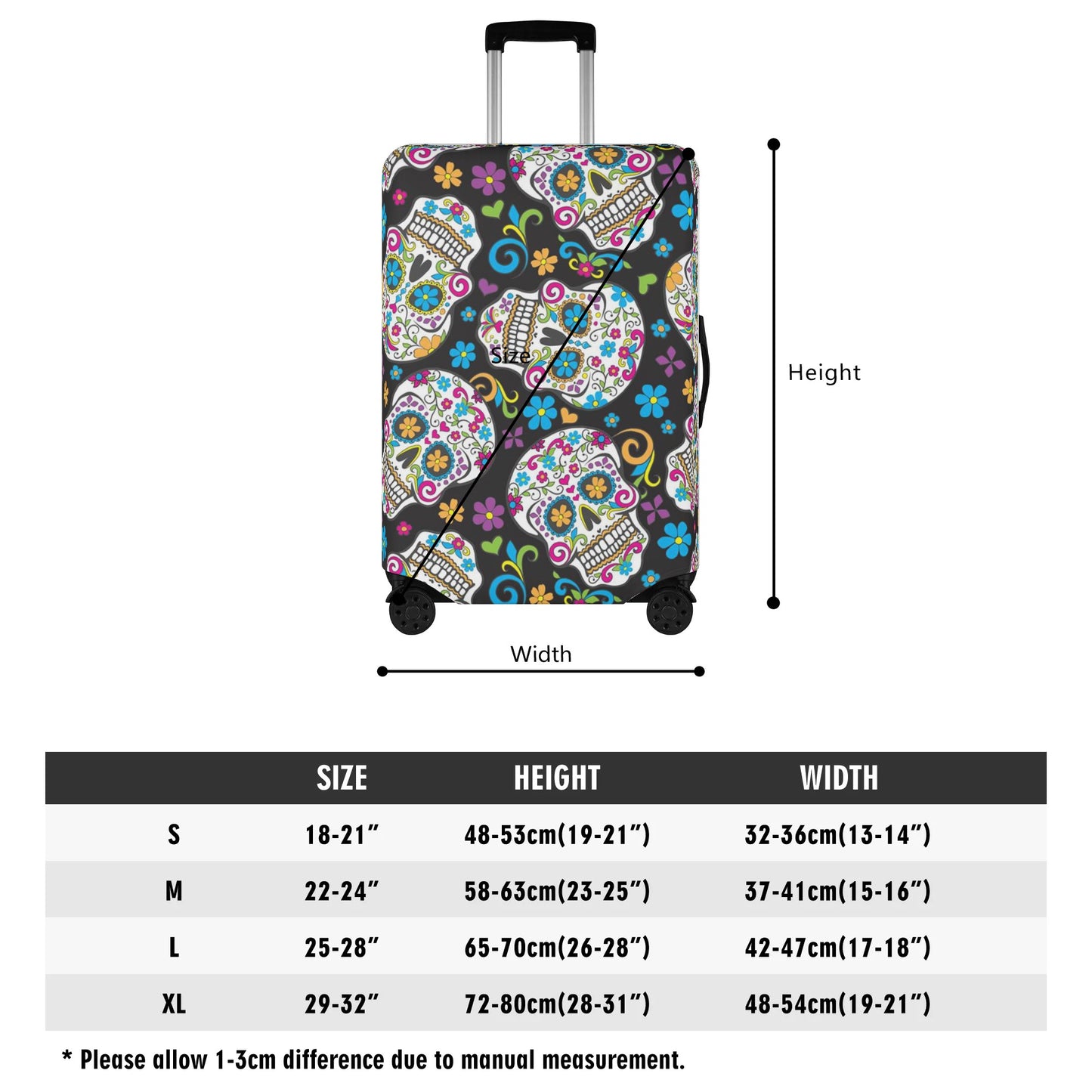 Dia de los muertos skull Polyester Luggage Cover