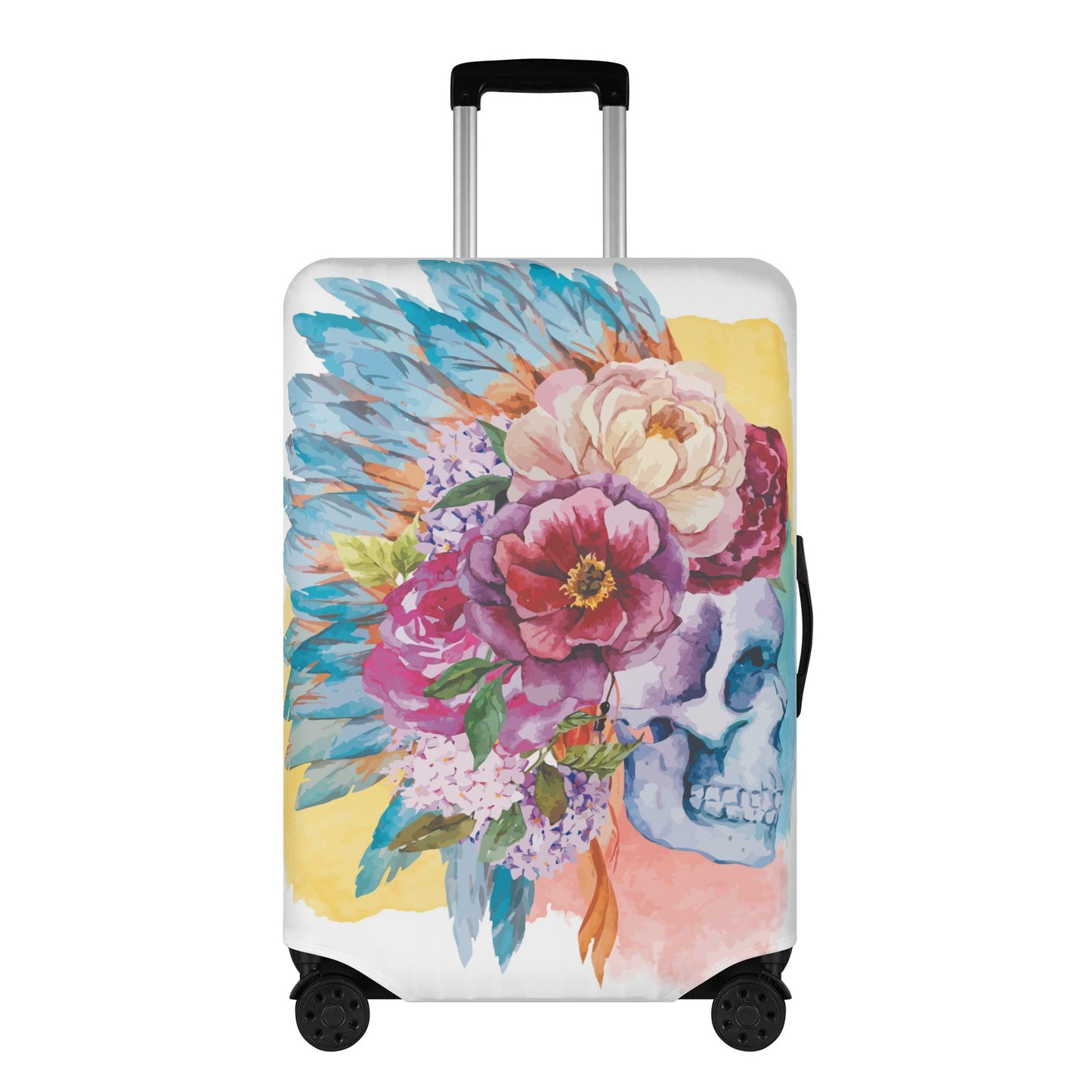 Floral skeleton skull Polyester Luggage Cover