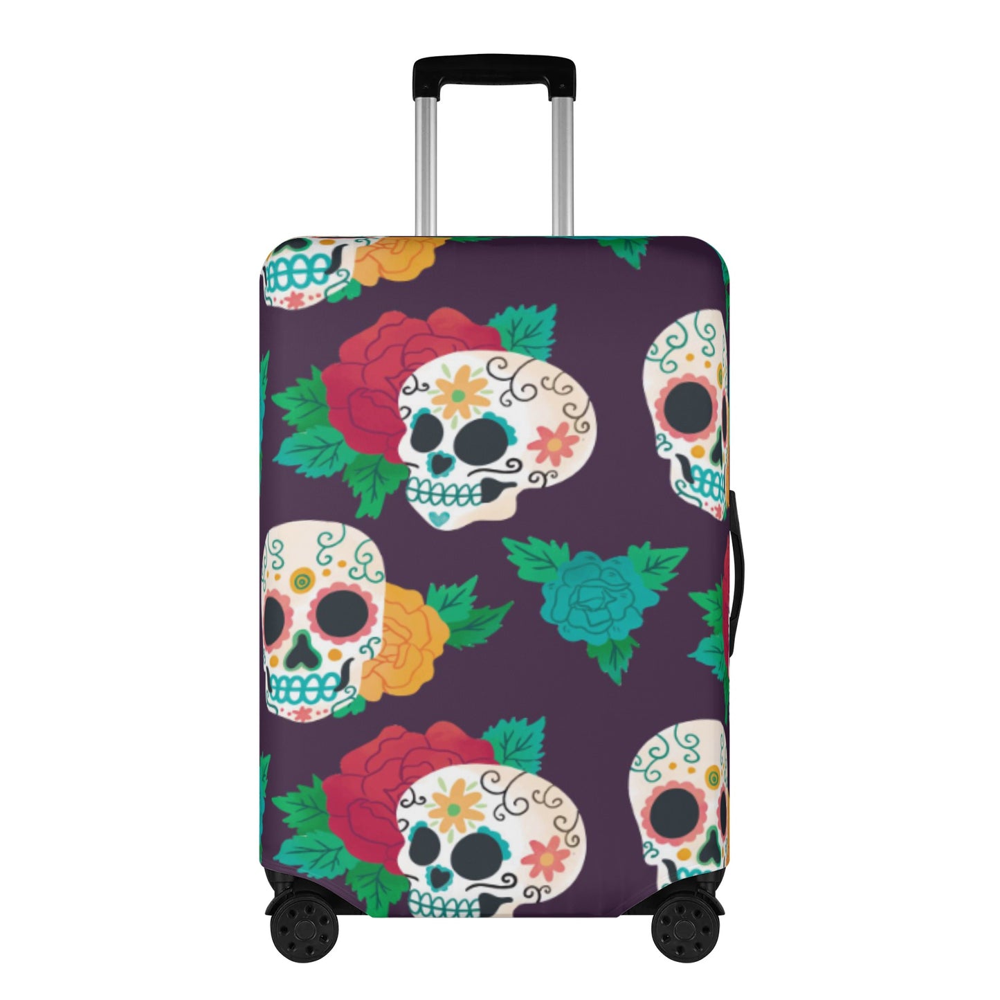 Floral sugar skull Polyester Luggage Cover