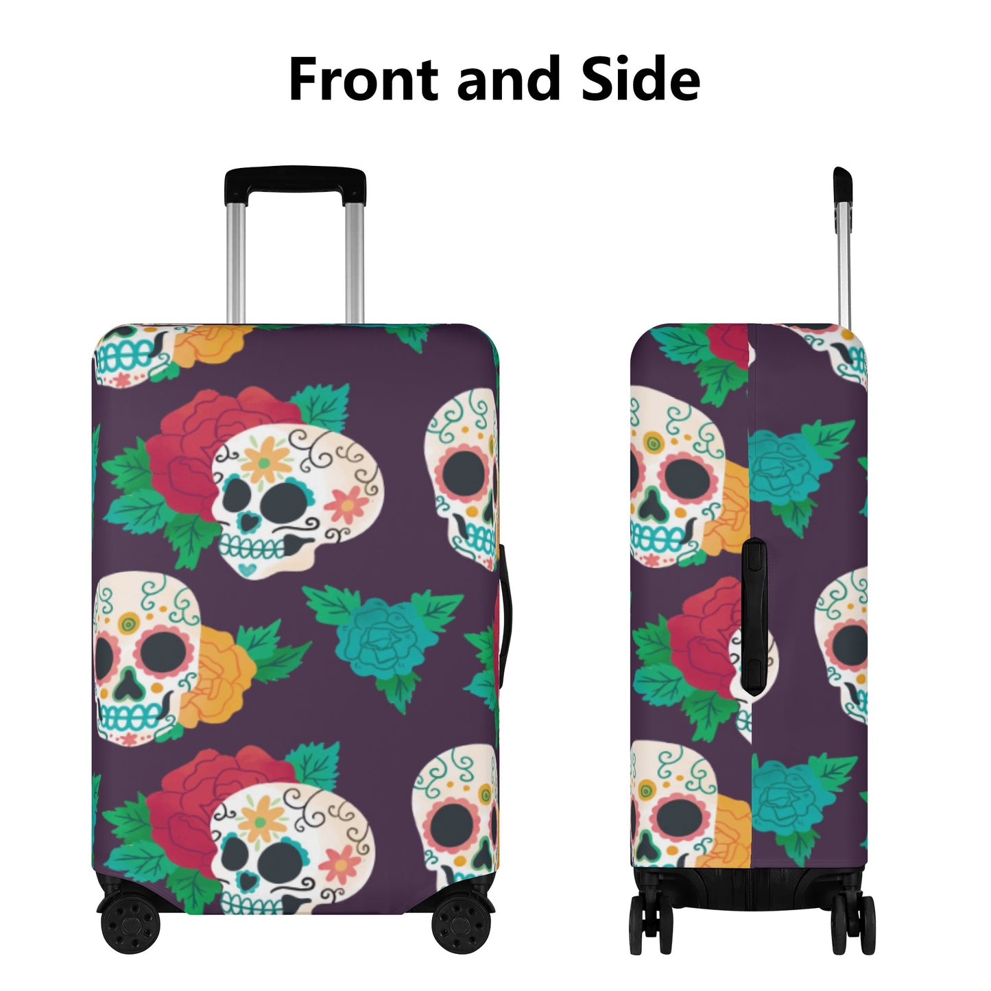 Floral sugar skull Polyester Luggage Cover