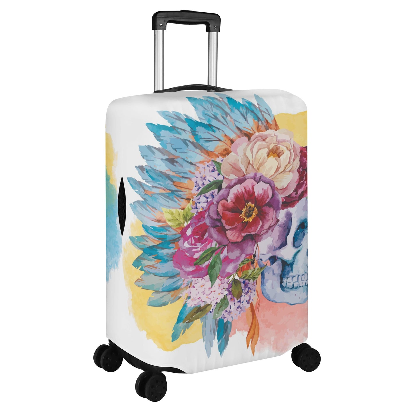 Floral skeleton skull Polyester Luggage Cover