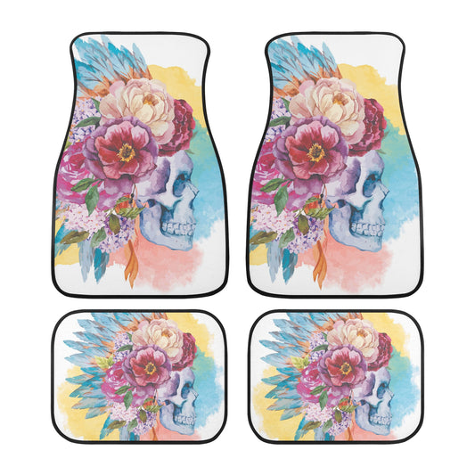 Rose skull gothic Back and Front Car Floor Mats