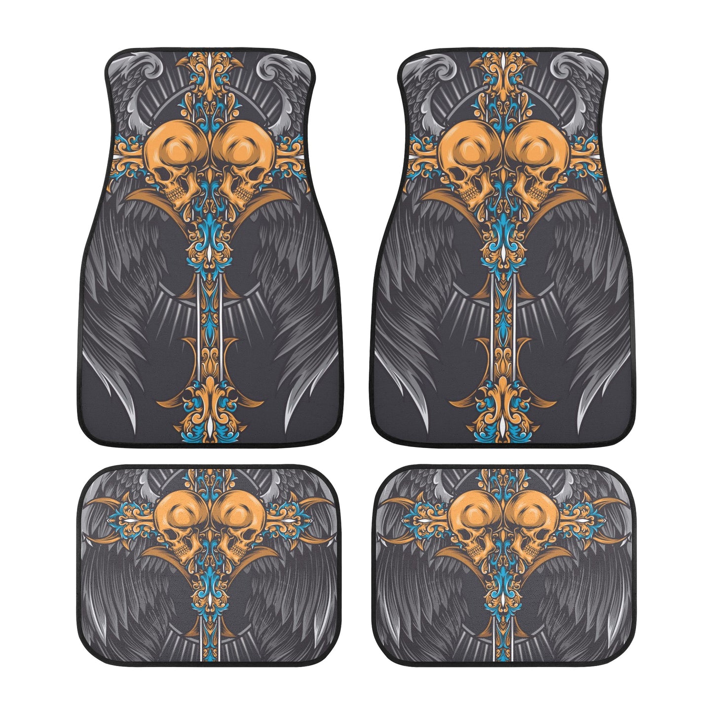 Skull wings angel Back and Front Car Floor Mats