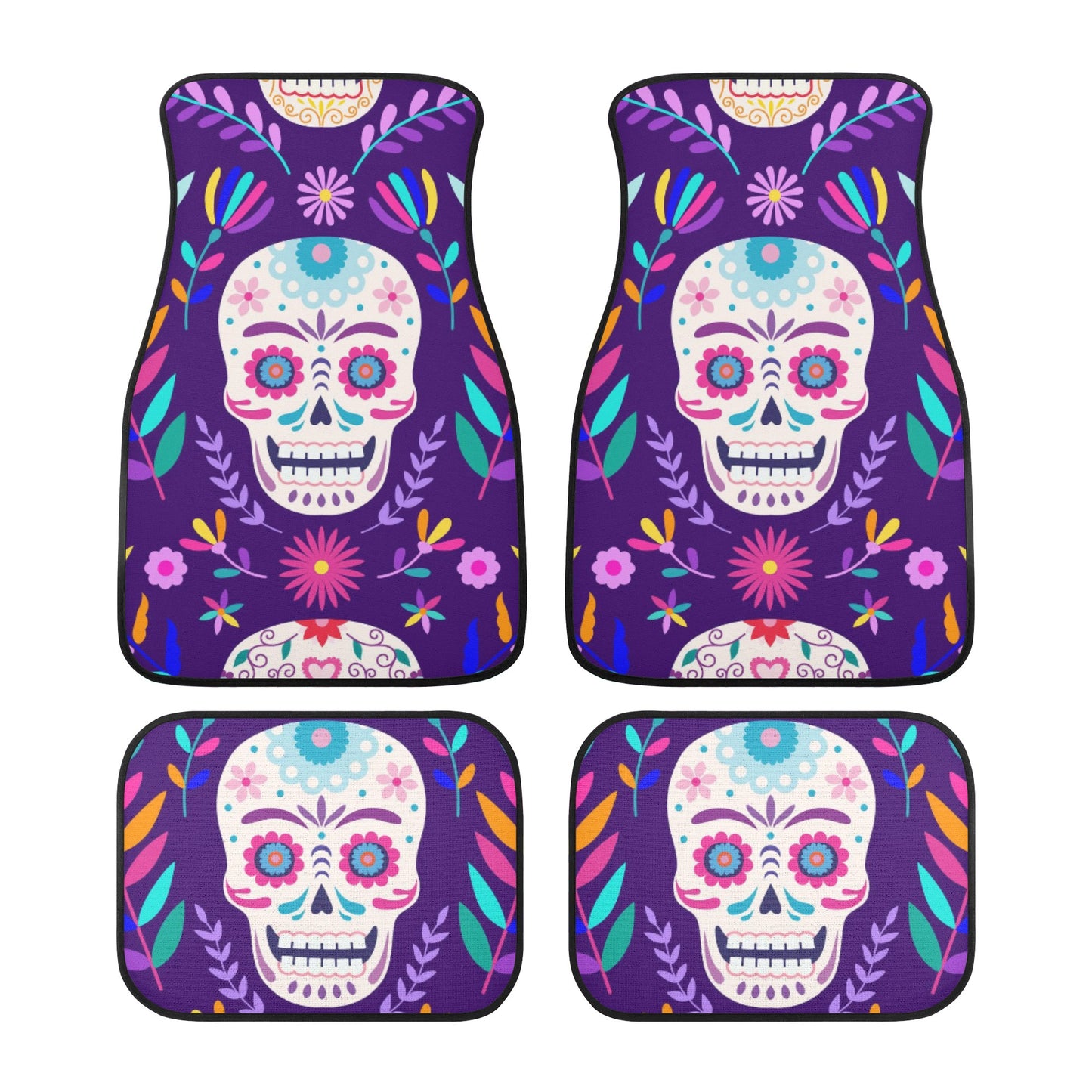 Day of the dead sugar skull Back and Front Car Floor Mats