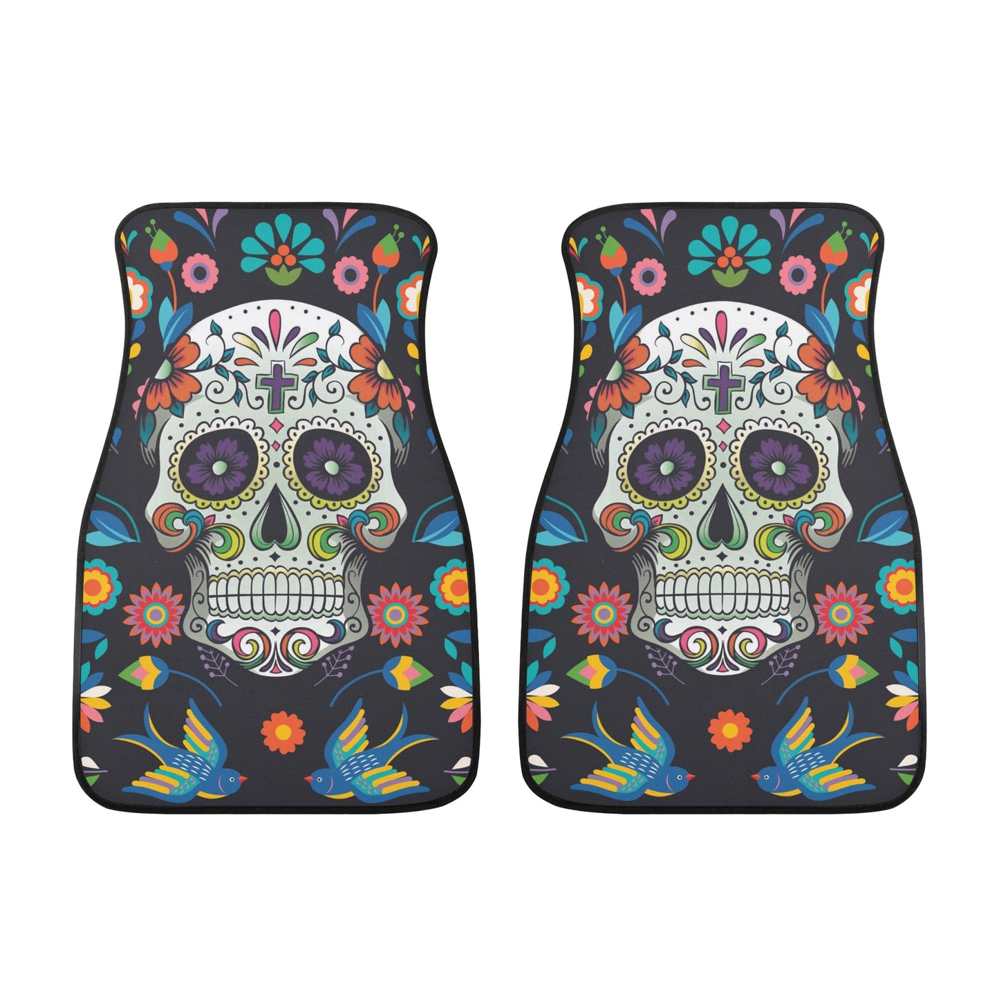 Sugar skull Day of the dead Back and Front Car Floor Mats