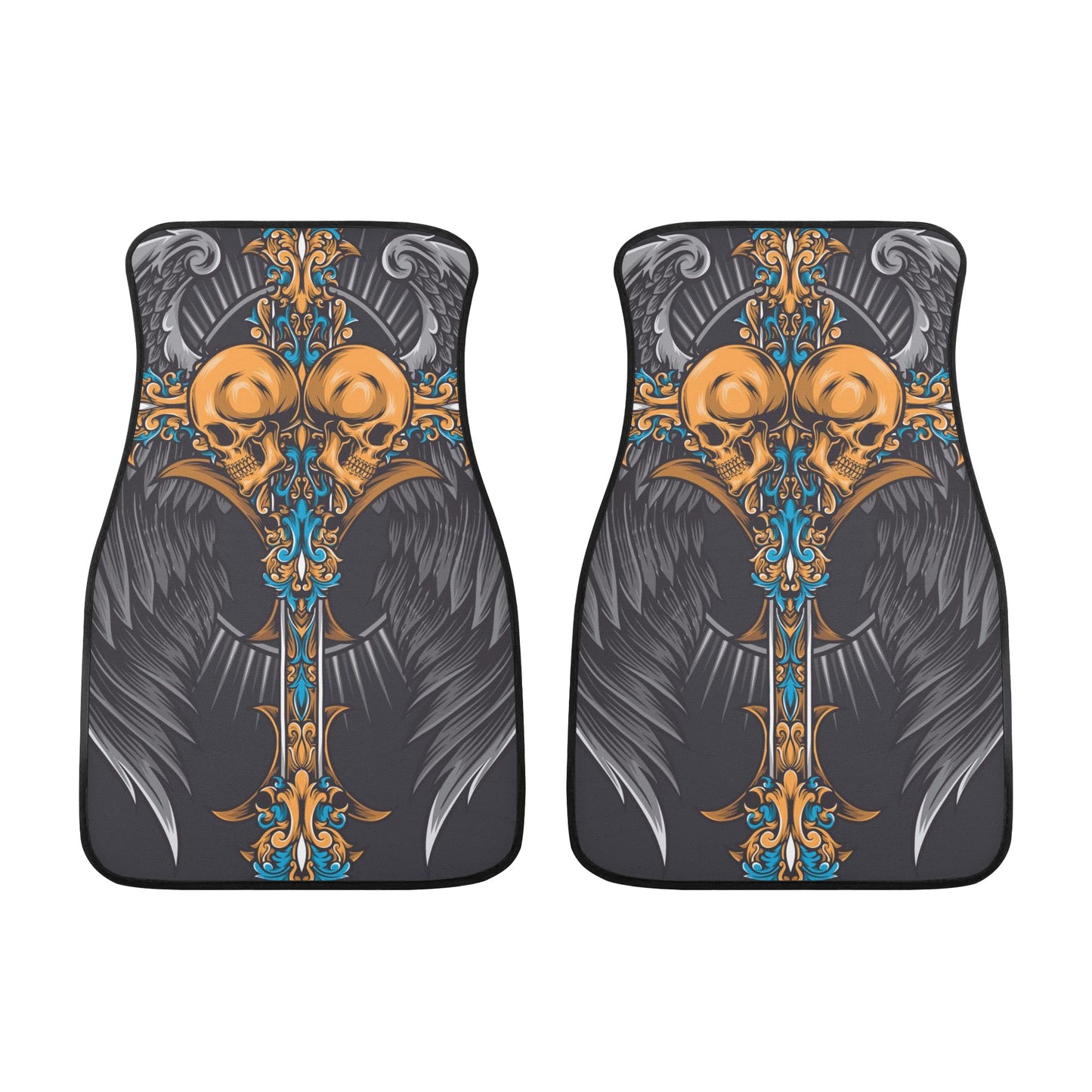 Skull wings angel Back and Front Car Floor Mats