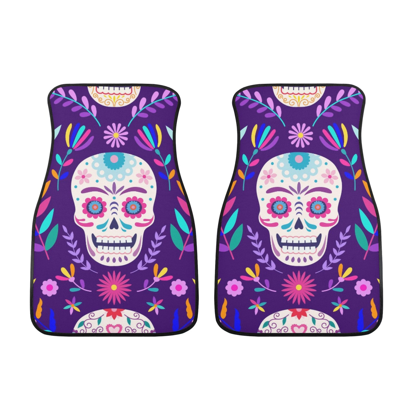 Day of the dead sugar skull Back and Front Car Floor Mats