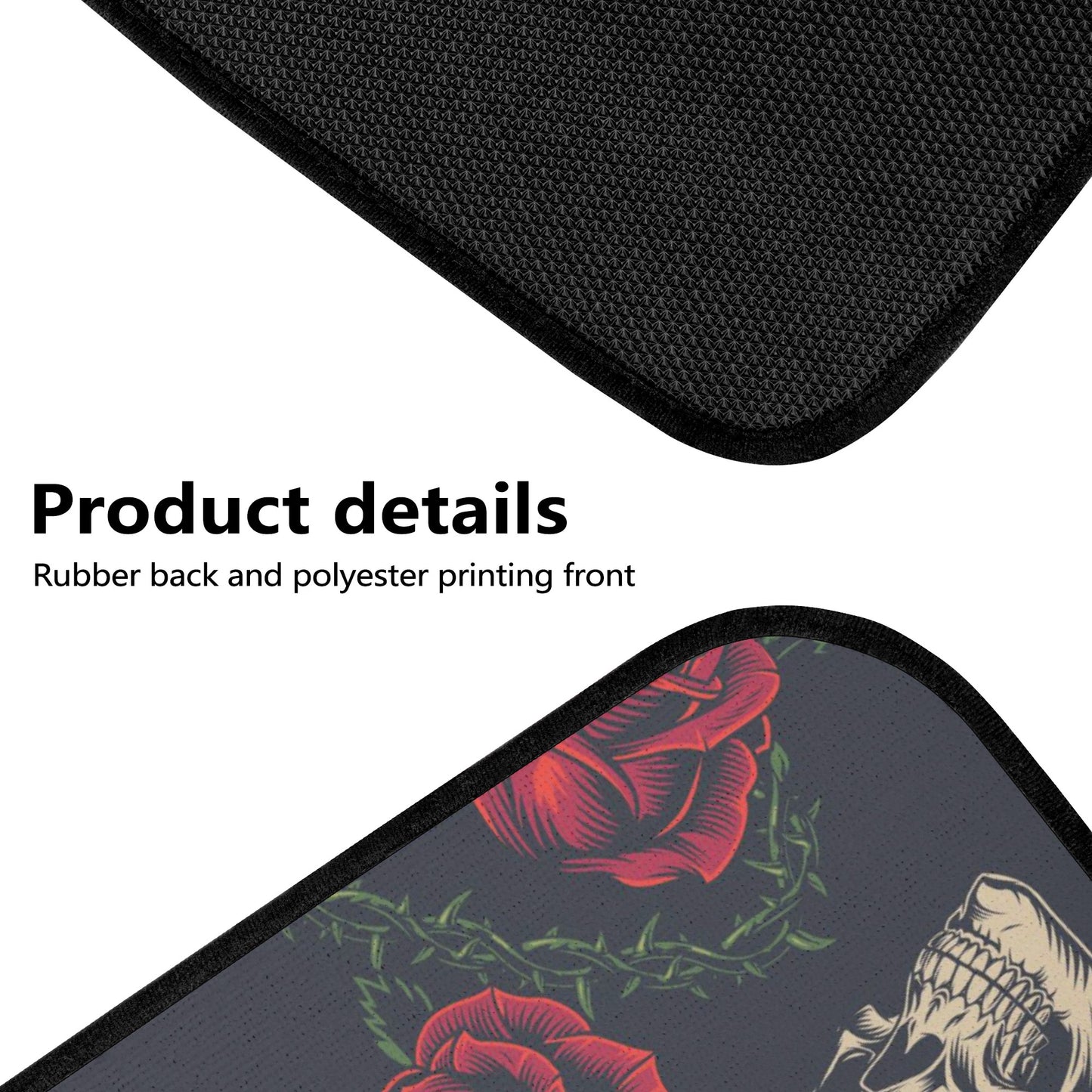 Floral sugar skull Back and Front Car Floor Mats