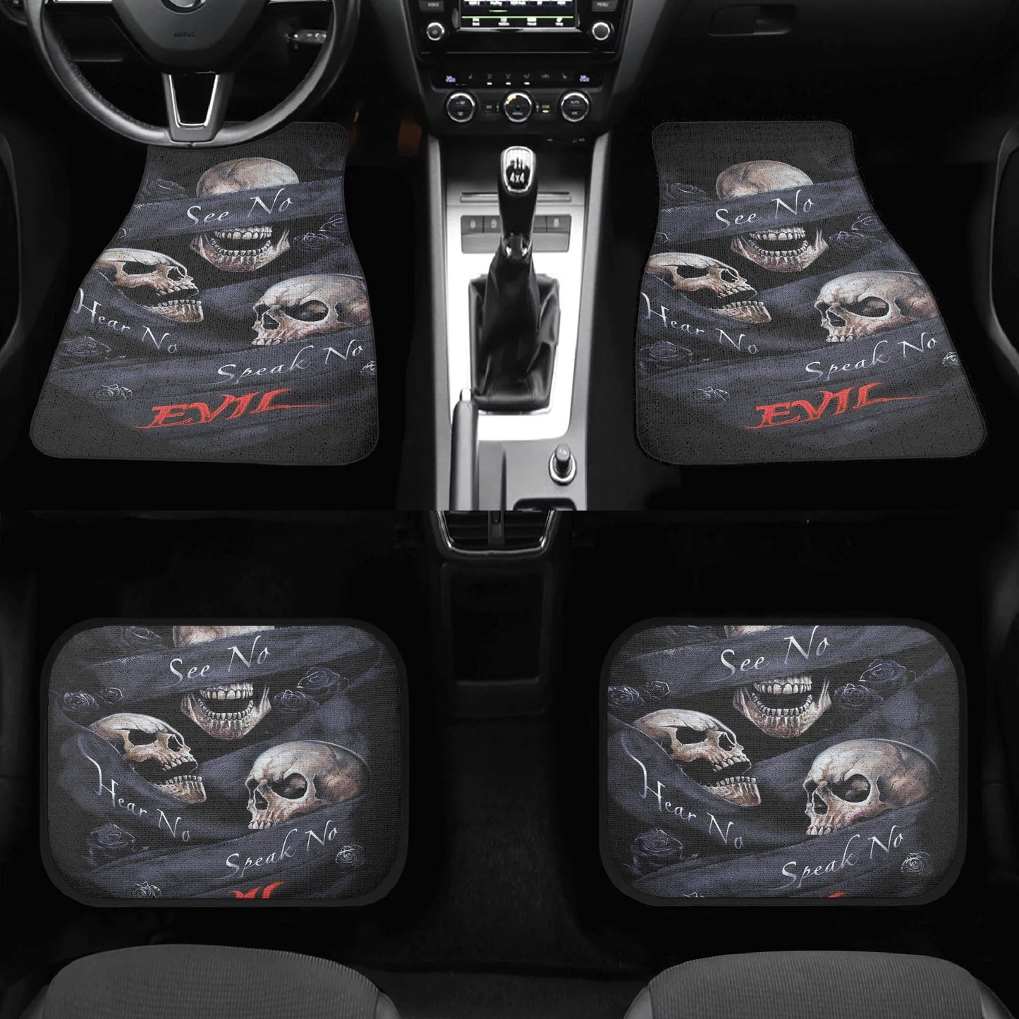See no hear no speak no Back and Front Car Floor Mats