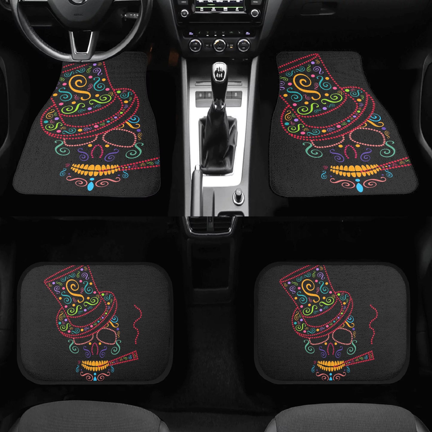 Sugar skull Back and Front Car Floor Mats