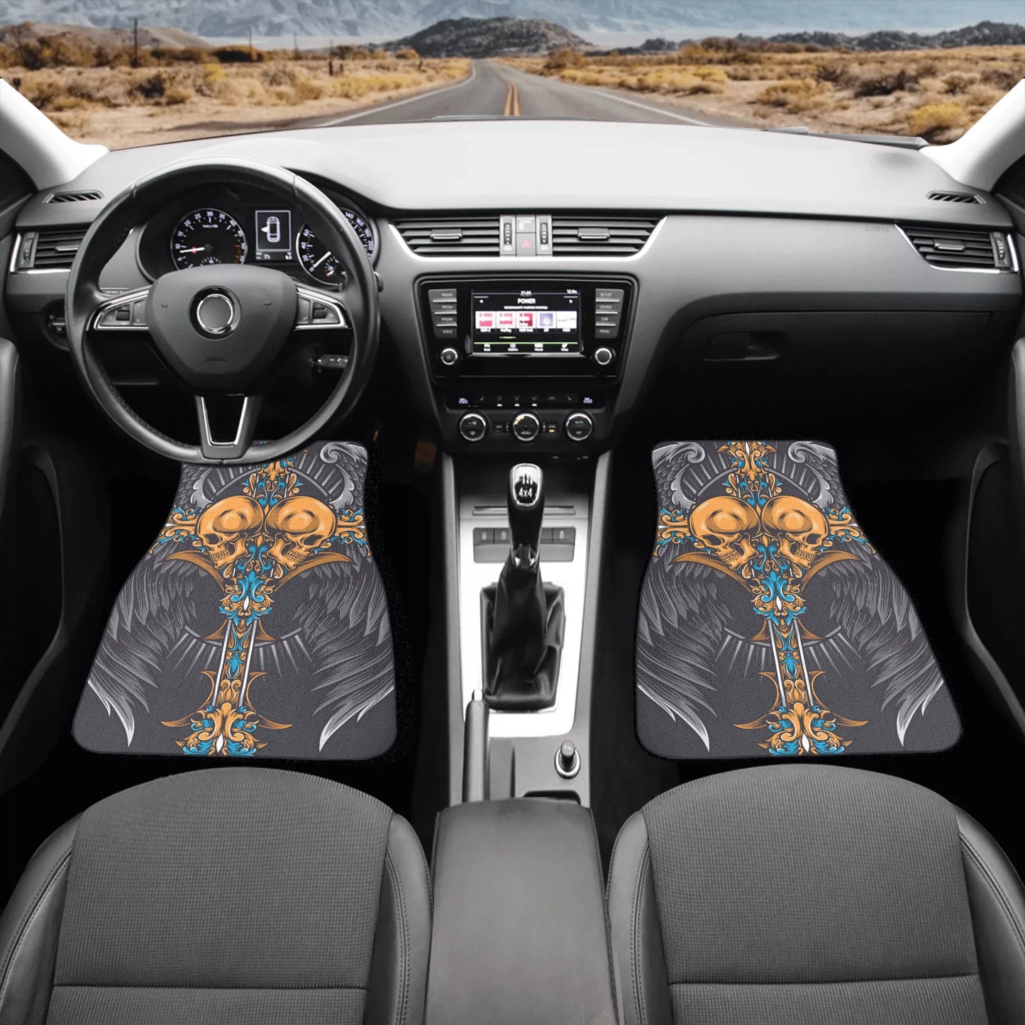 Skull wings angel Back and Front Car Floor Mats