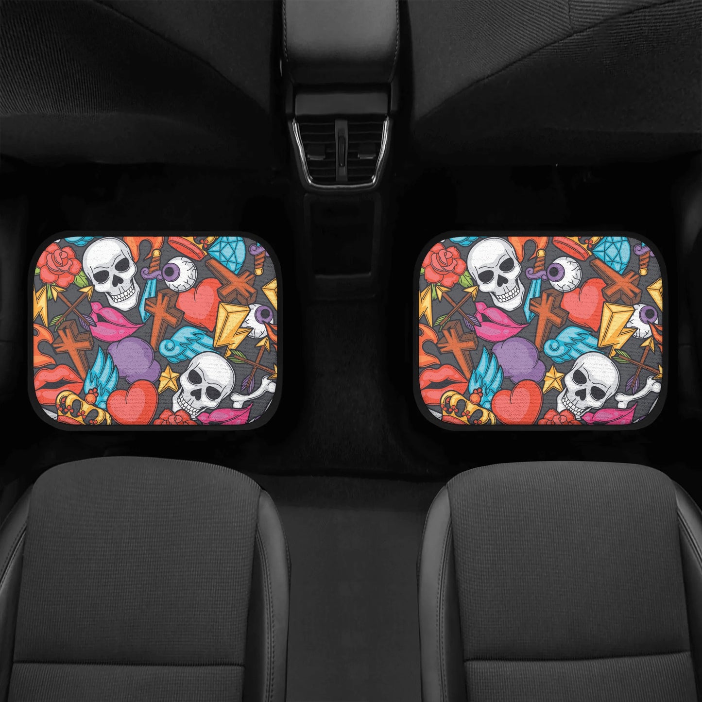 Halloween gothic skull Back and Front Car Floor Mats