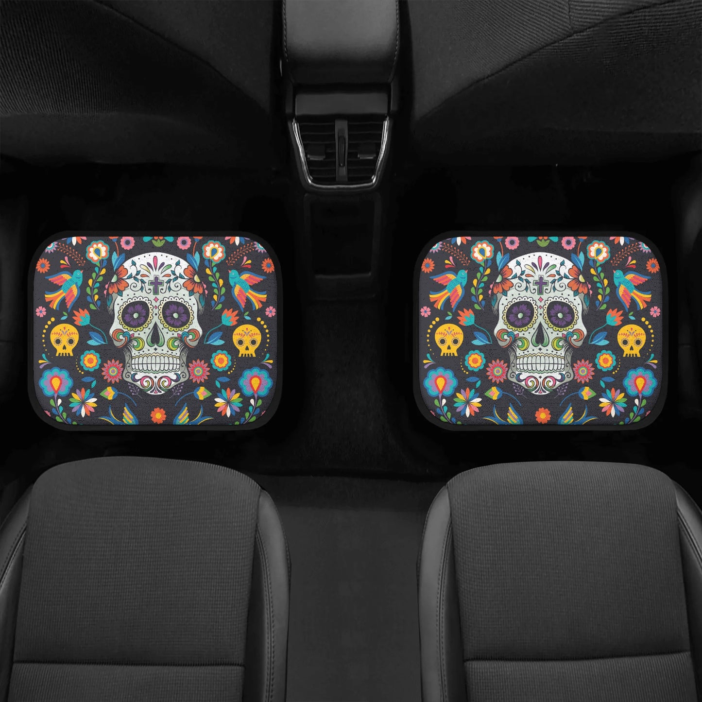 Sugar skull Day of the dead Back and Front Car Floor Mats