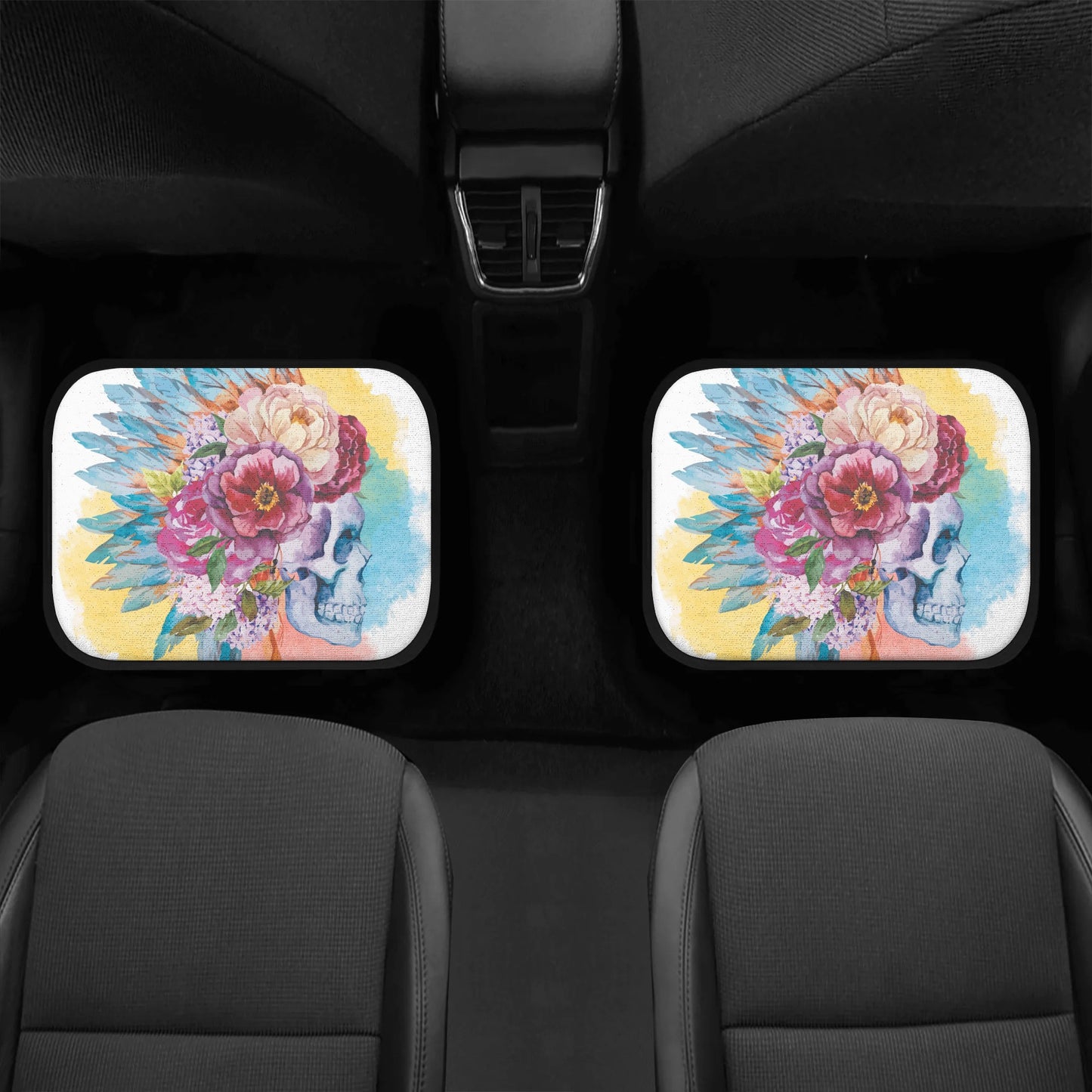 Rose skull gothic Back and Front Car Floor Mats