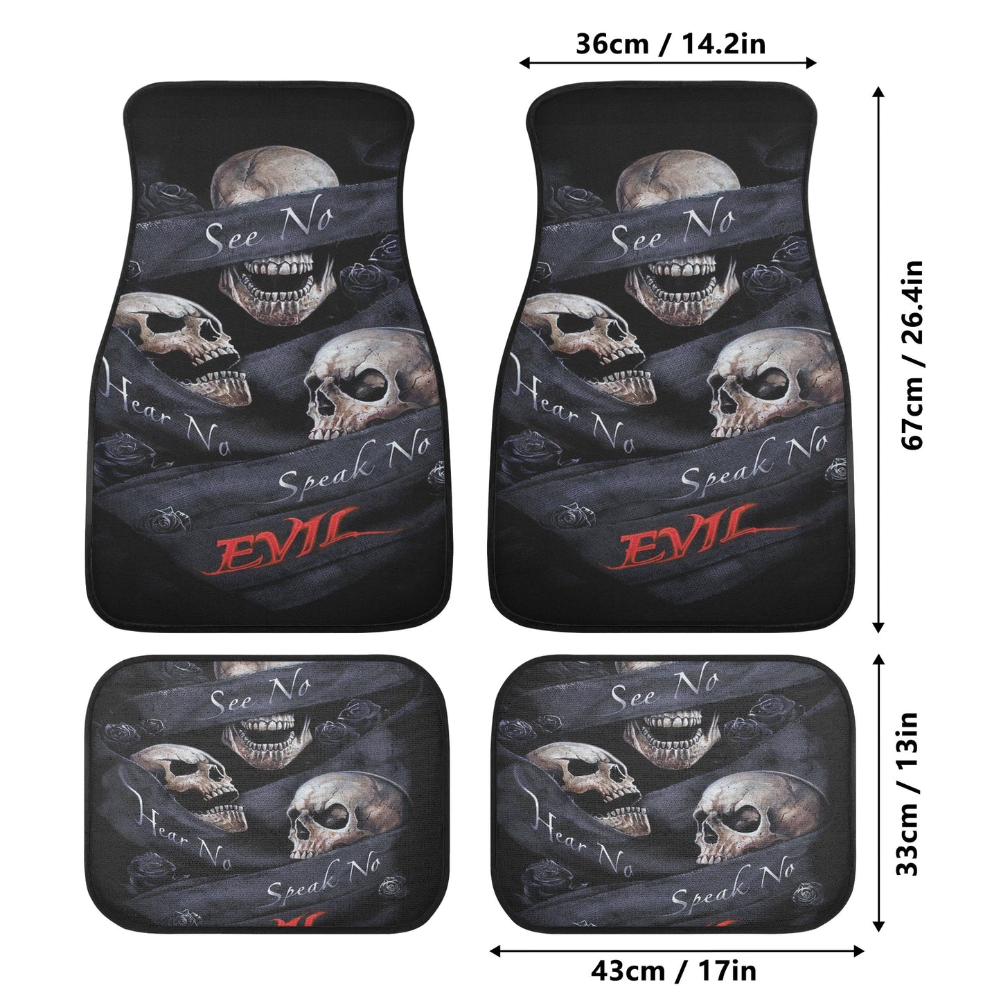 See no hear no speak no Back and Front Car Floor Mats