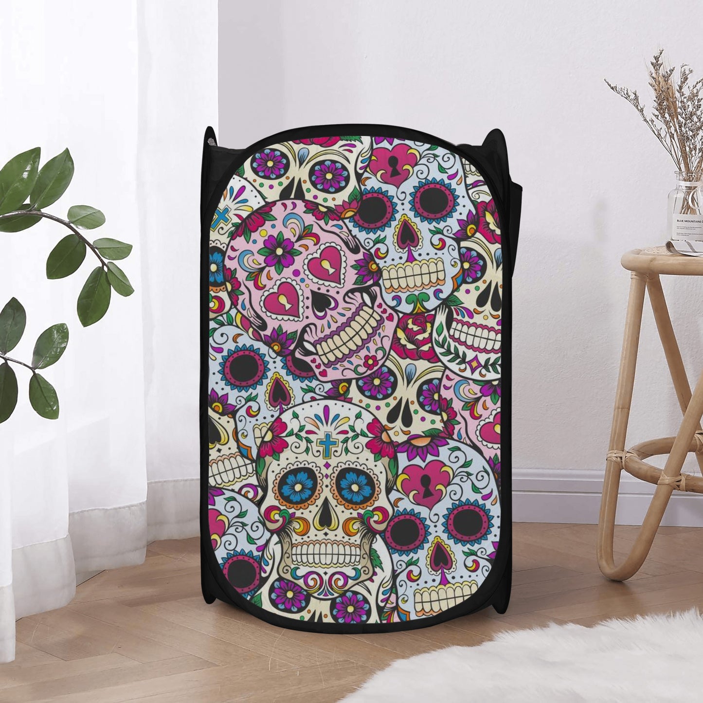 Mexican skull gothic skeleton Laundry Hamper