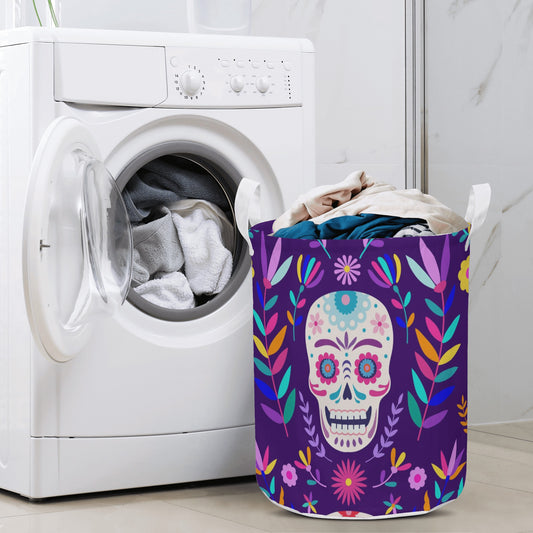 Day of the dead dia de los muertos skull Round Laundry Basket