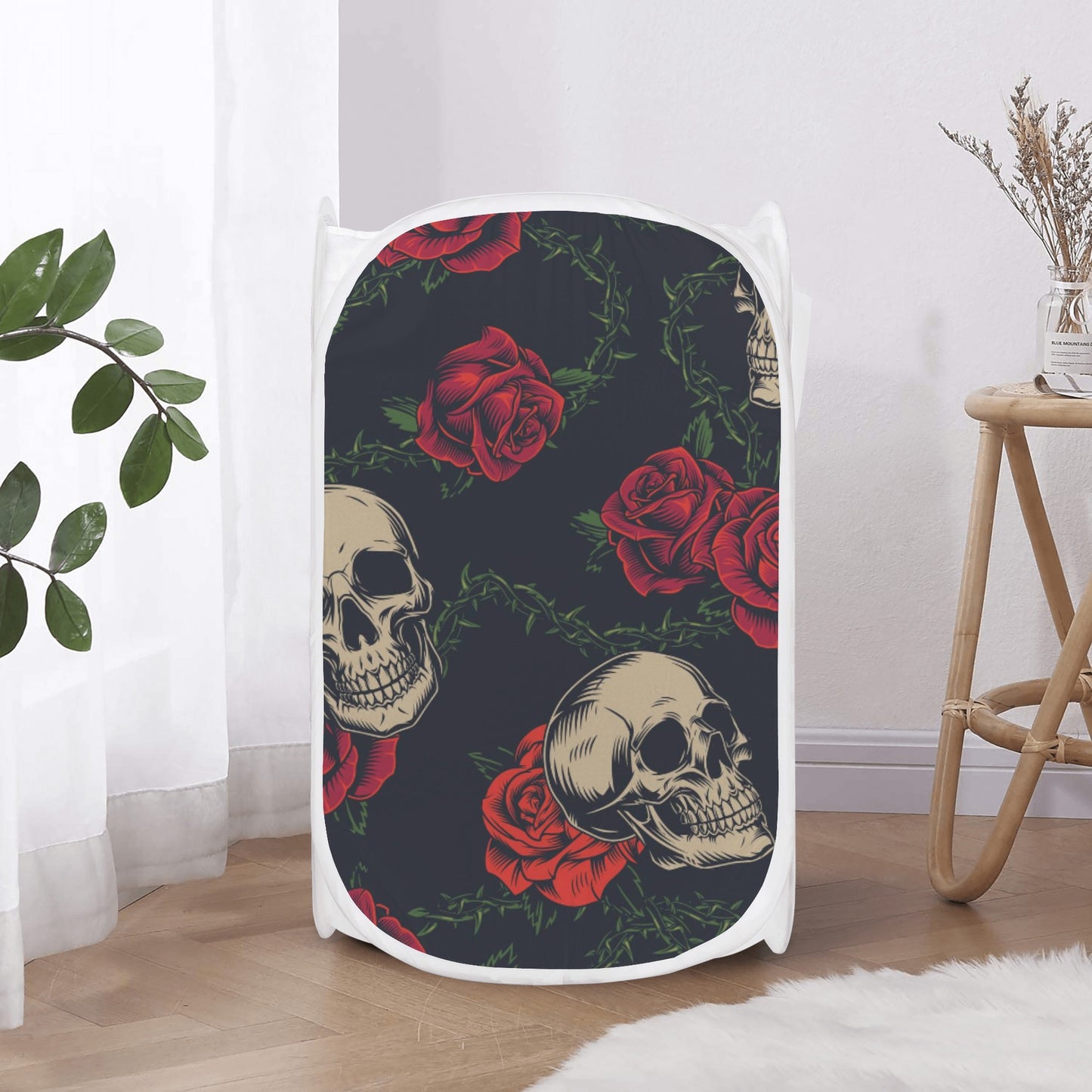 Rose skull floral skeleton Laundry Hamper