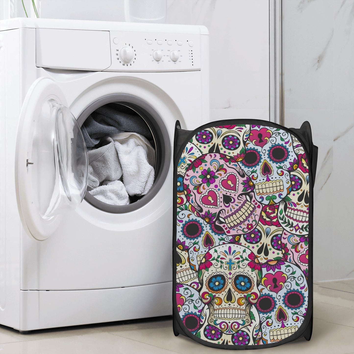 Mexican skull gothic skeleton Laundry Hamper