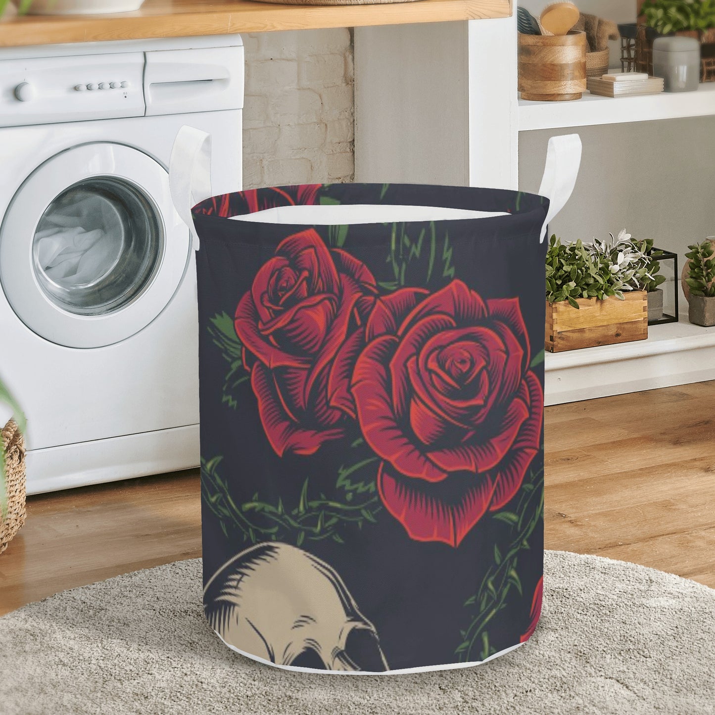 Grim reaper gothic skull Round Laundry Basket