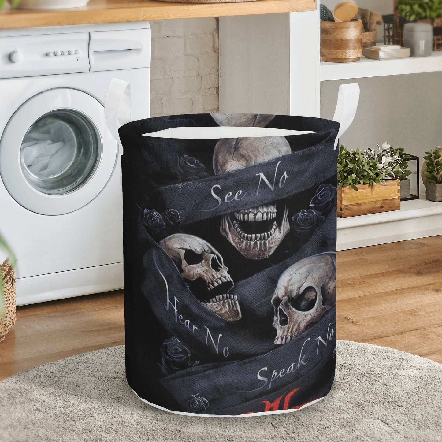 No see no hear no speak evils Round Laundry Basket