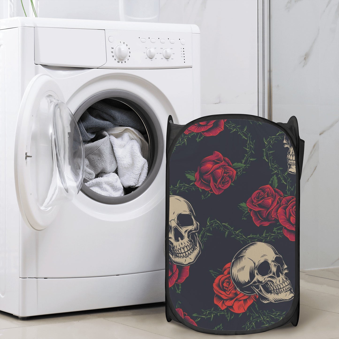 Rose skull floral skeleton Laundry Hamper