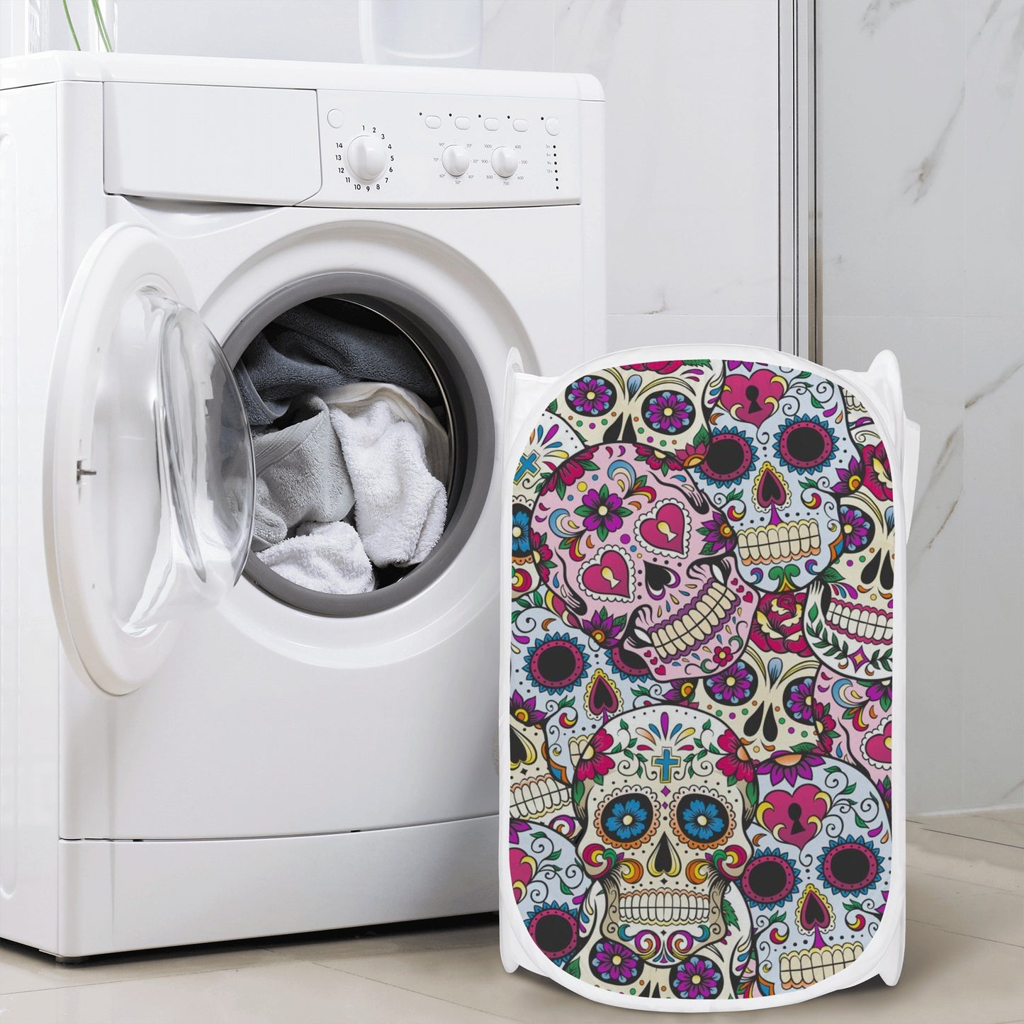 Mexican skull gothic skeleton Laundry Hamper