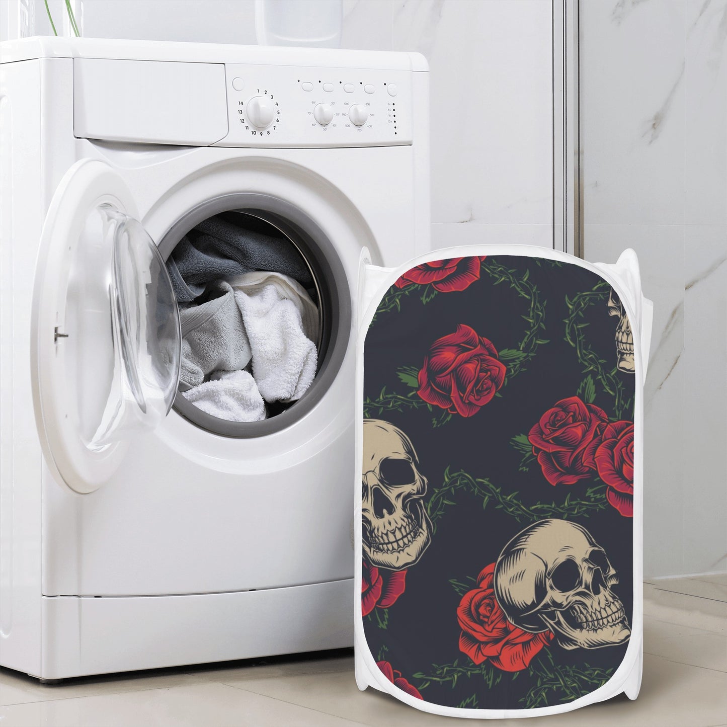 Rose skull floral skeleton Laundry Hamper