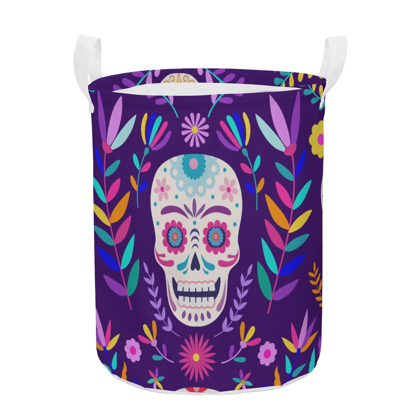 Day of the dead dia de los muertos skull Round Laundry Basket