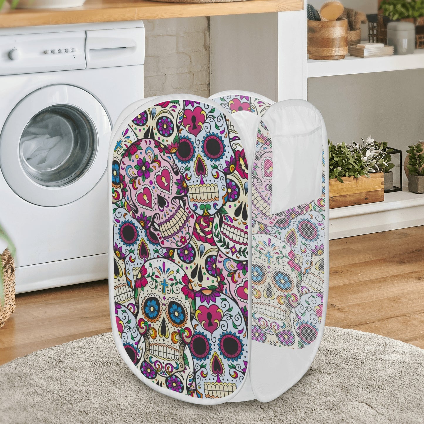 Mexican skull gothic skeleton Laundry Hamper