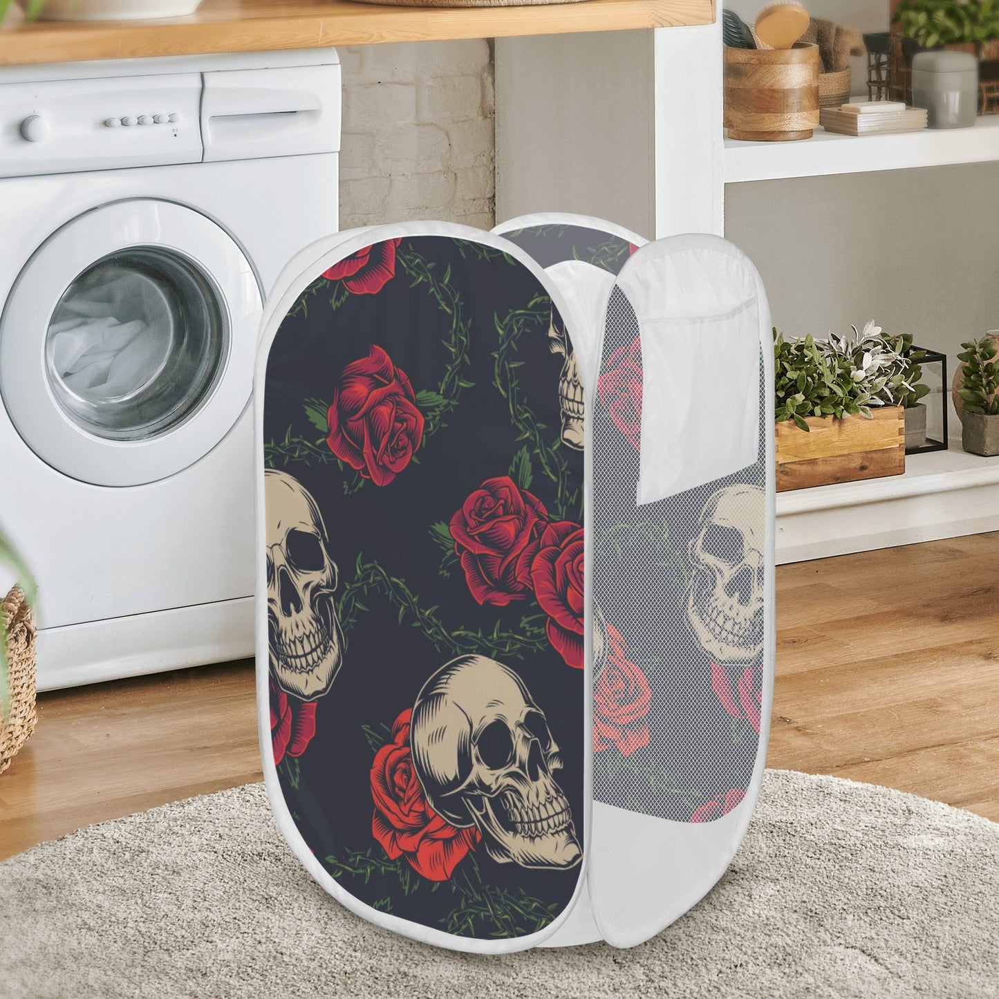 Rose skull floral skeleton Laundry Hamper